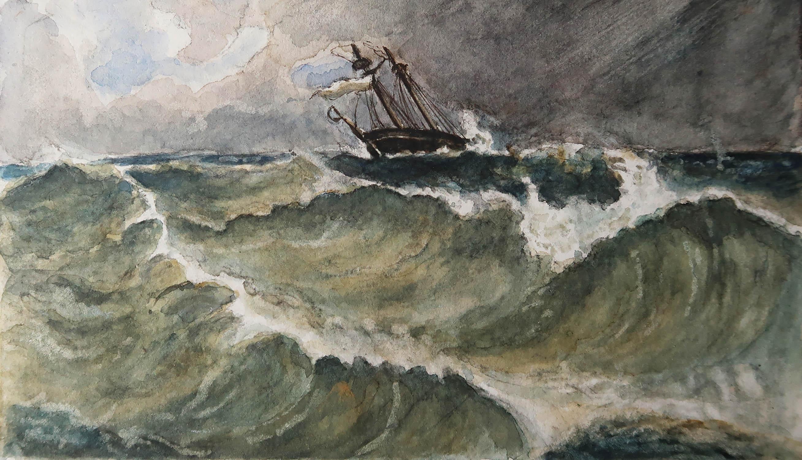 A great watercolor of a ship in a stormy sea

By Edwin Landseer Grundy*. Provenance- From an album of drawings by the artist

On paper applied to paper

Unsigned. 

The measurement relates to the actual painted part and not the