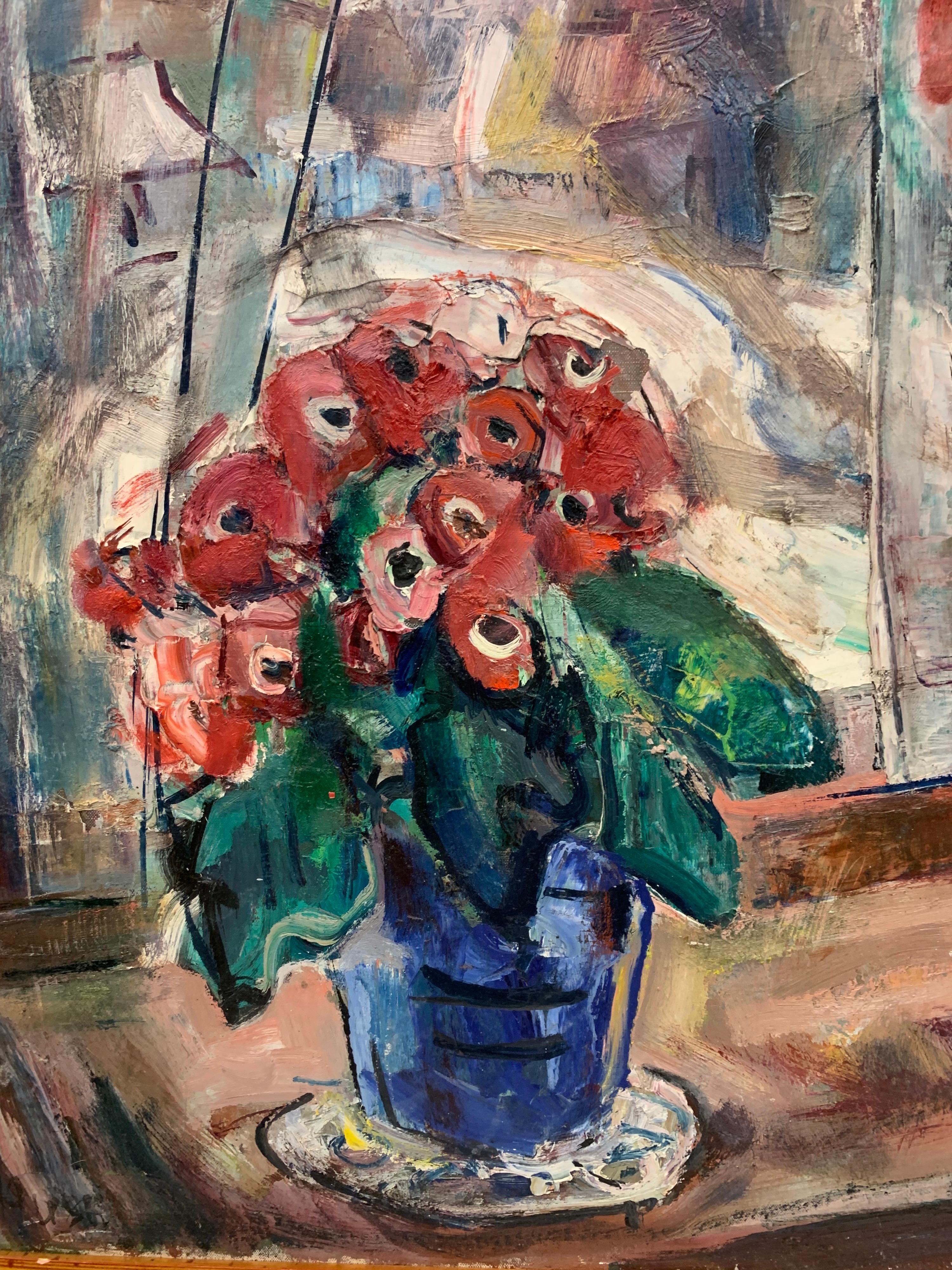 Mid-20th Century Original Marion Huse Still Life of Flowers Oil Painting Circa 1930's