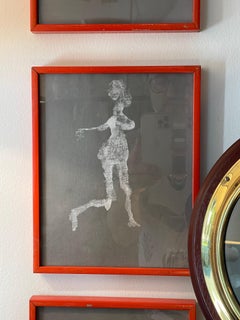 Peinture d'origine Martin Sumers encadrée sur soie grise matée, lot de 5