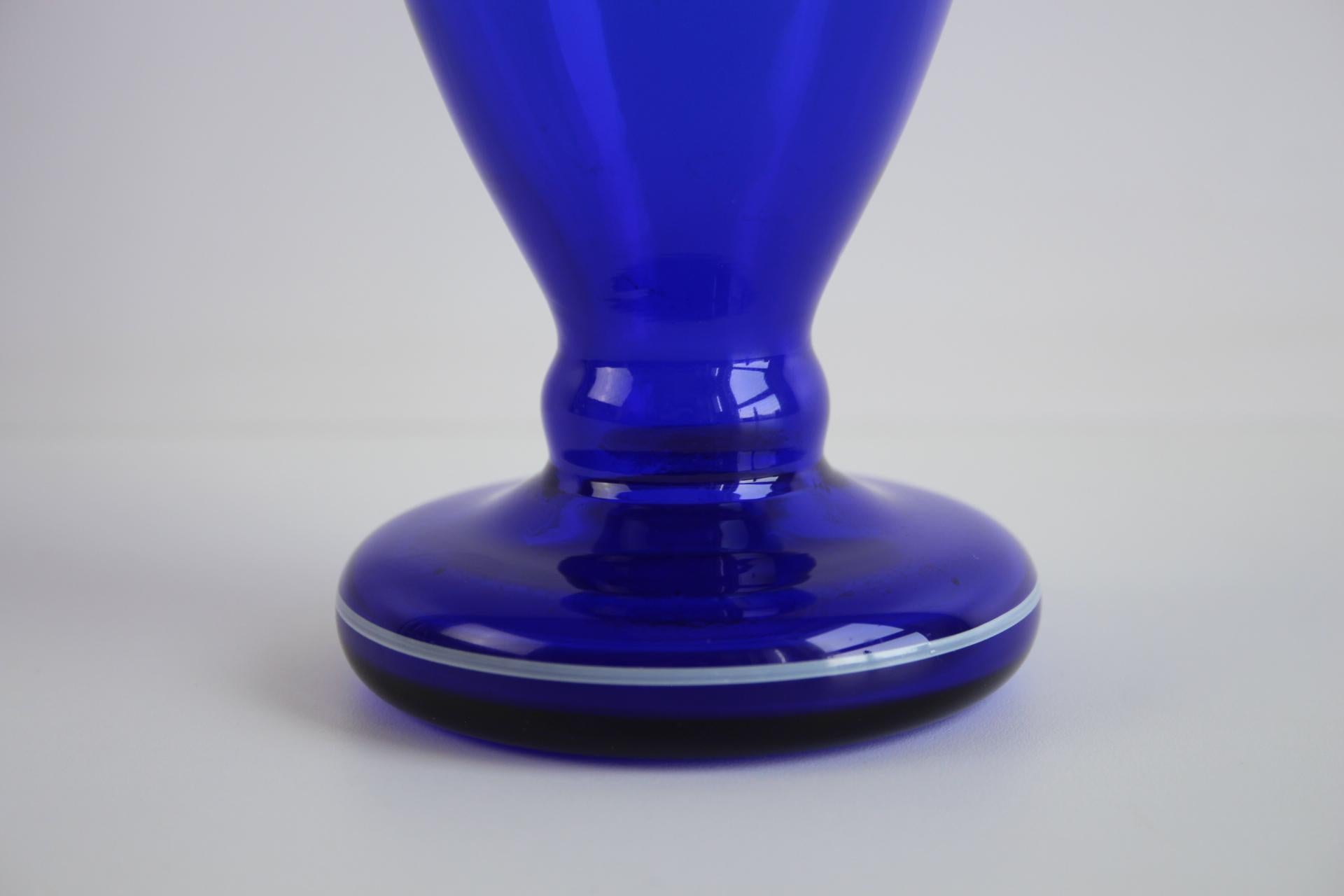 Original Mary Gregory Cobalt Blue Glass Vase  