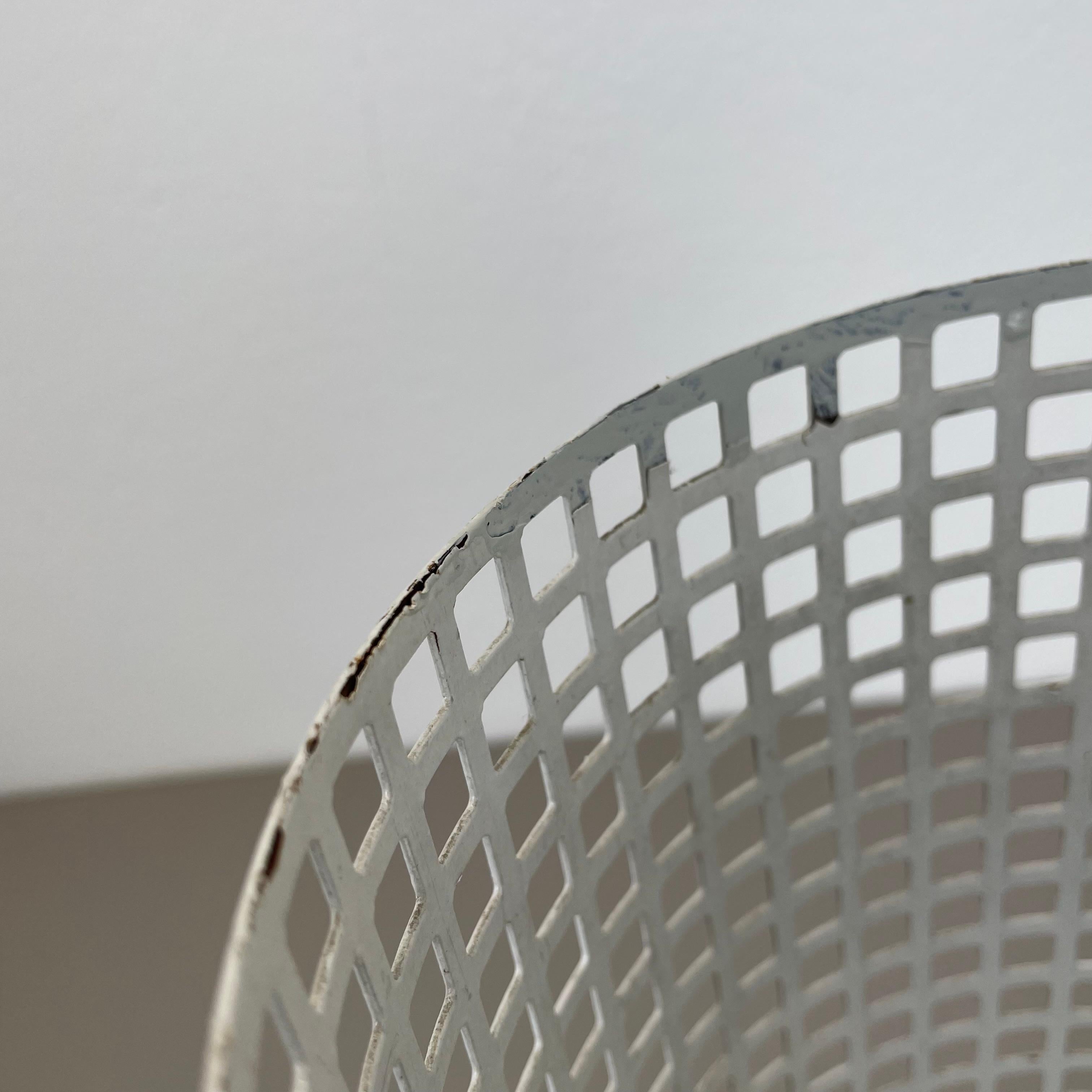 Original Mategot Style Perforated White Metal Umbrella Stand, France, 1970s For Sale 4