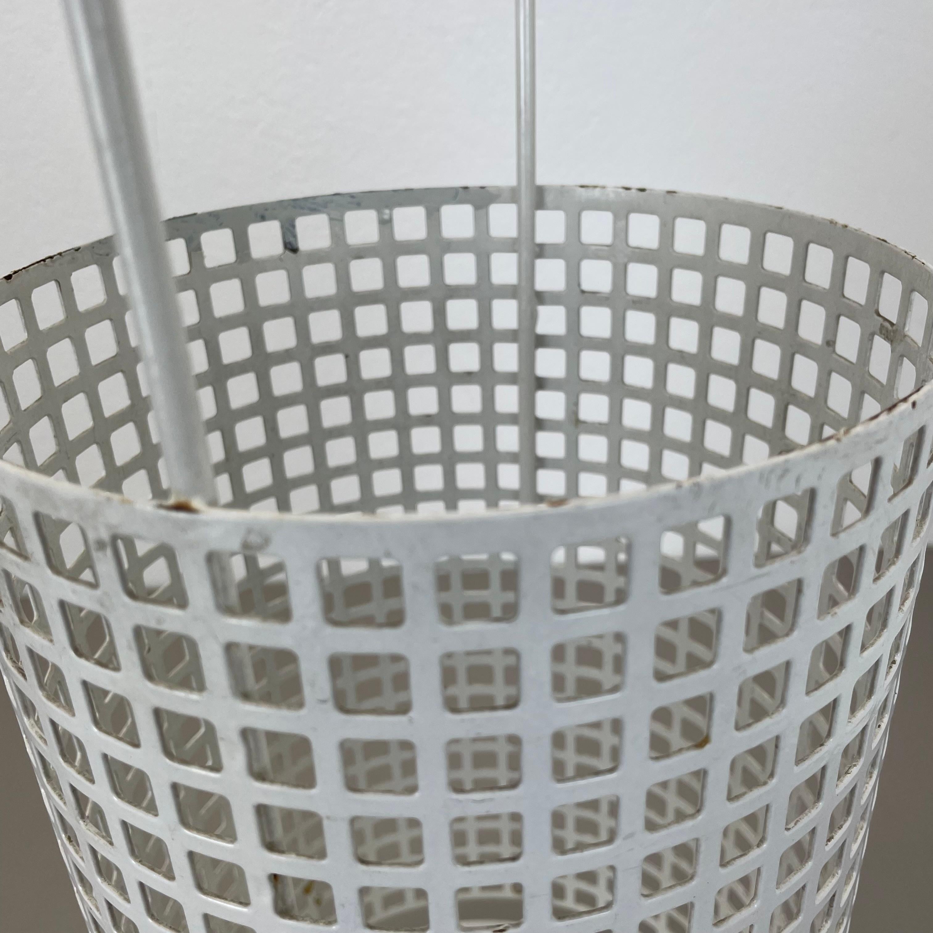 Original Mategot Style Perforated White Metal Umbrella Stand, France, 1970s For Sale 5