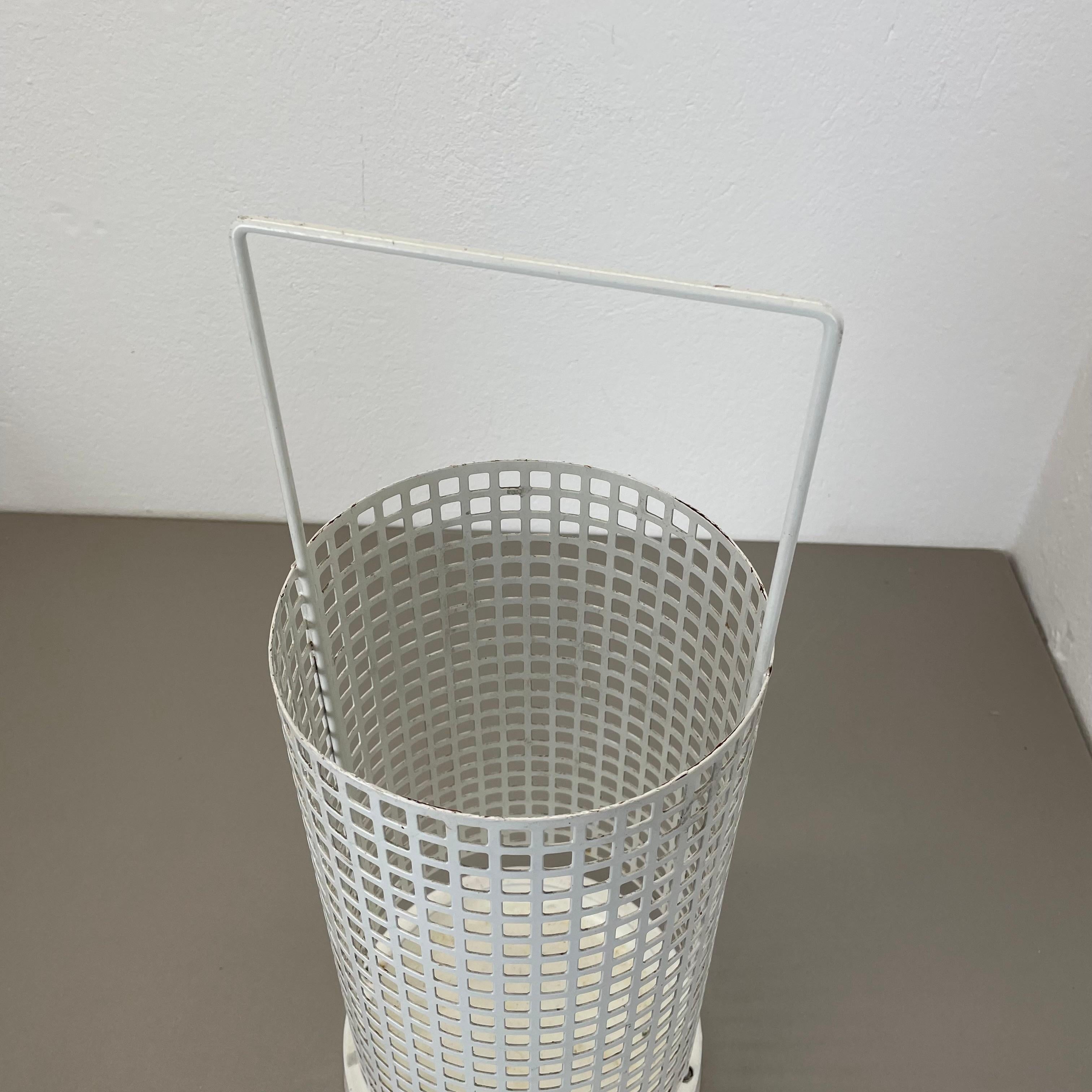 Original Mategot Style Perforated White Metal Umbrella Stand, France, 1970s For Sale 6