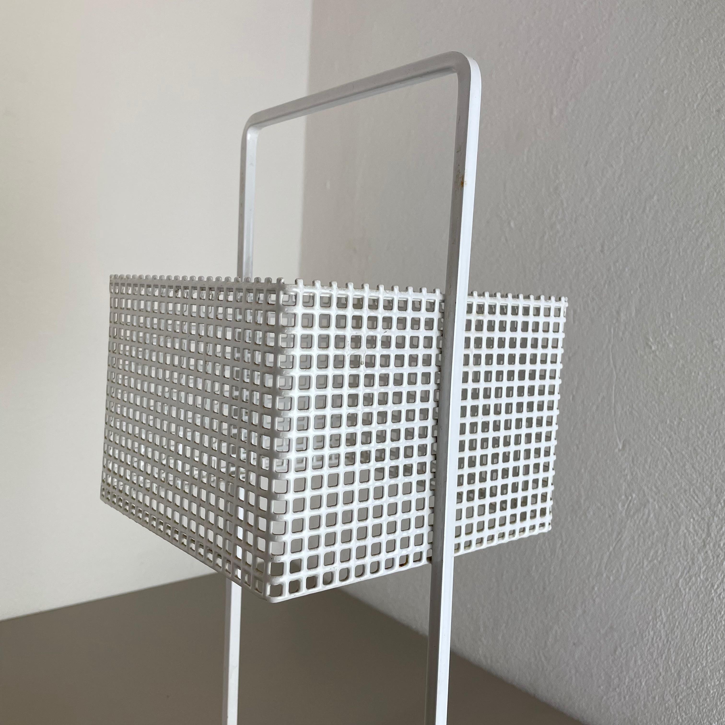 Original Mategot Style Perforated White Metal Umbrella Stand, France, 1970s For Sale 7