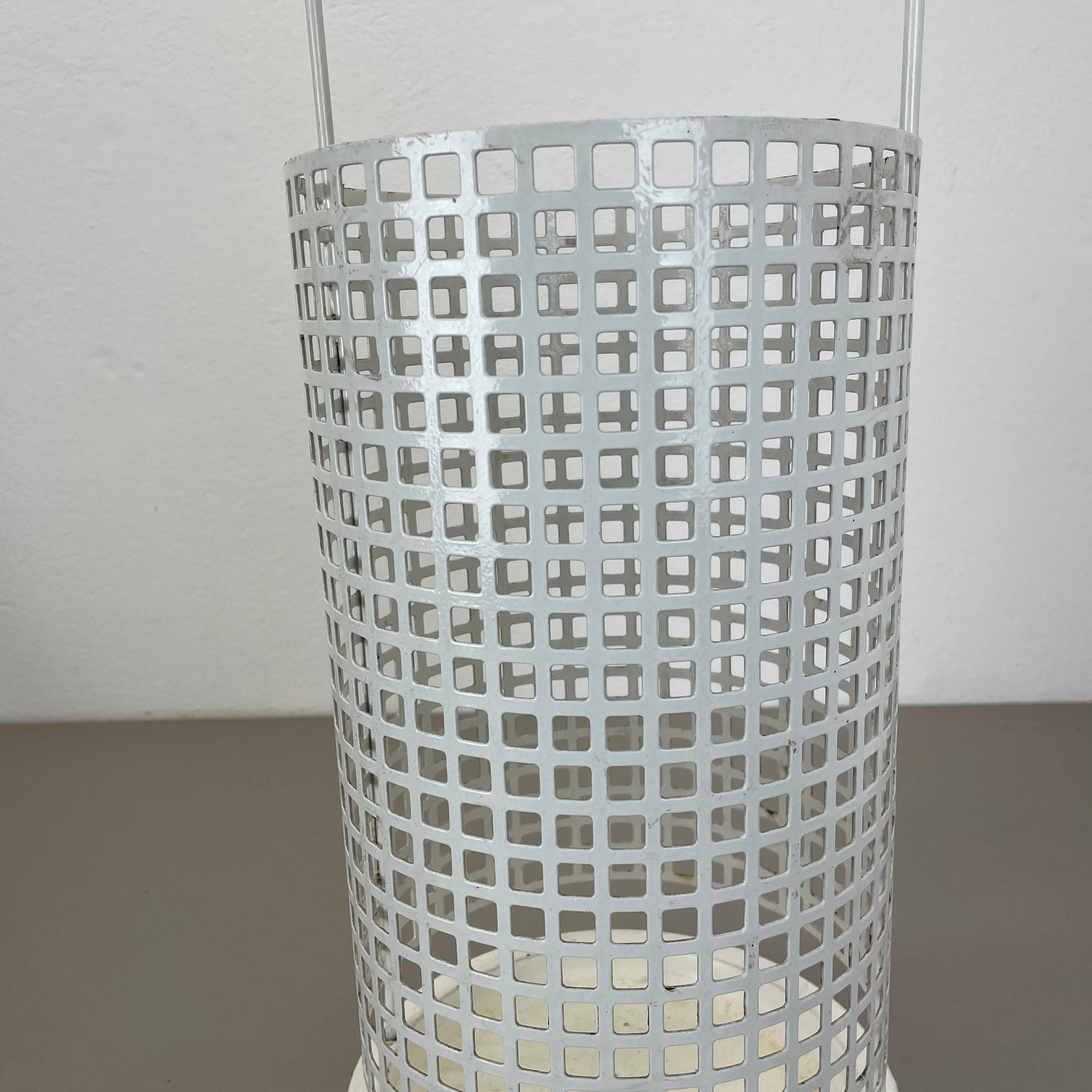 Original Mategot Style Perforated White Metal Umbrella Stand, France, 1970s For Sale 7