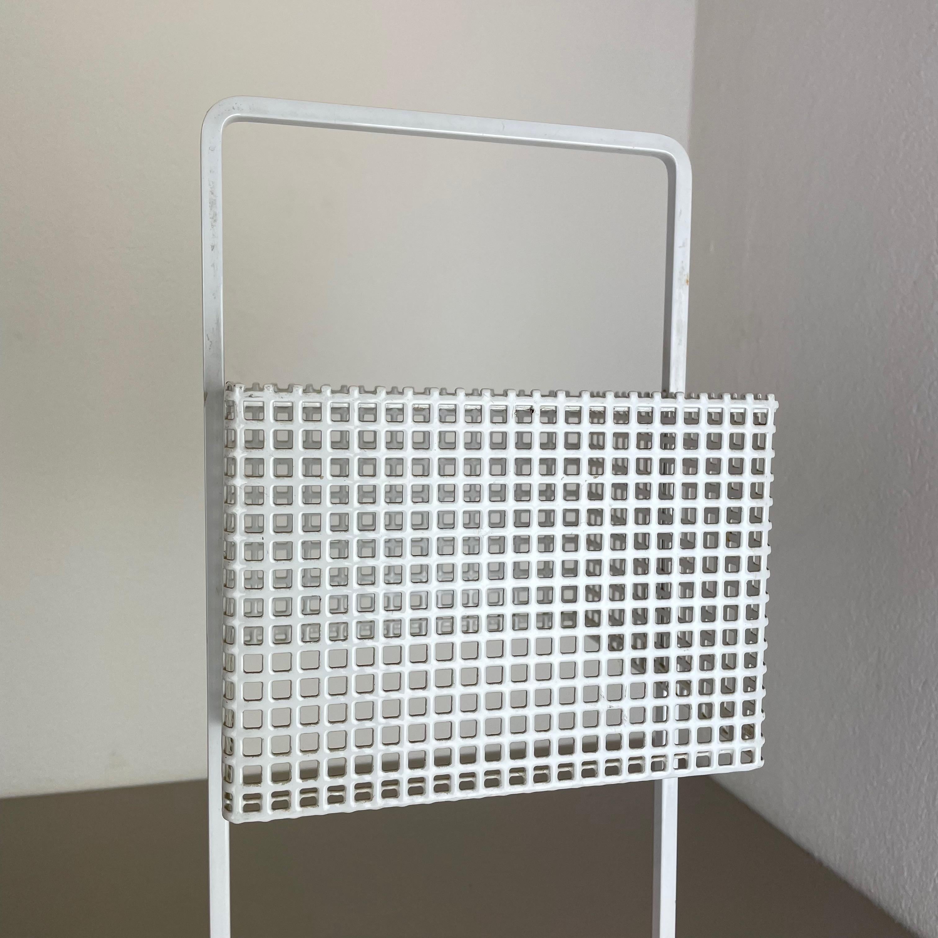 Original Mategot Style Perforated White Metal Umbrella Stand, France, 1970s For Sale 8