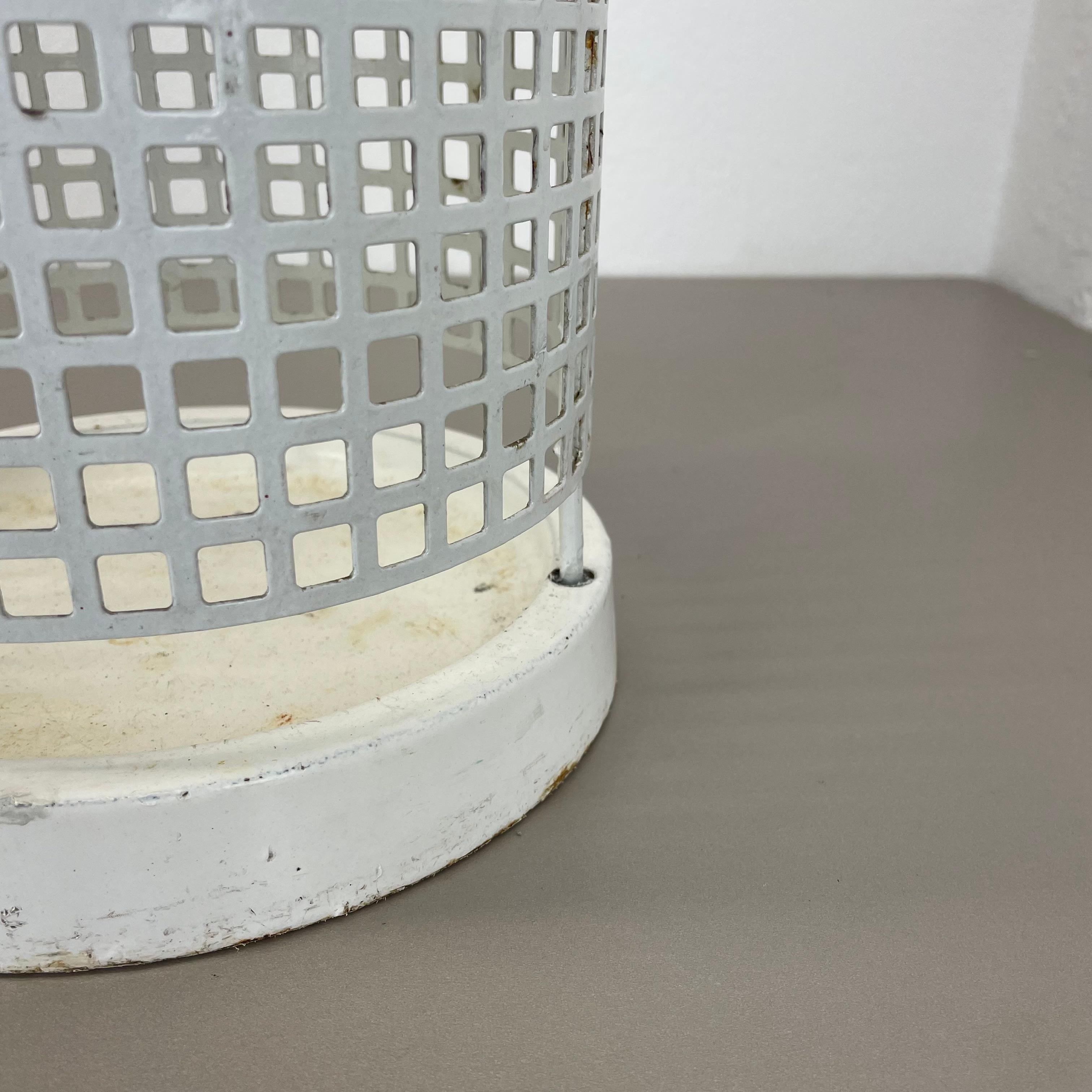 Original Mategot Style Perforated White Metal Umbrella Stand, France, 1970s For Sale 9