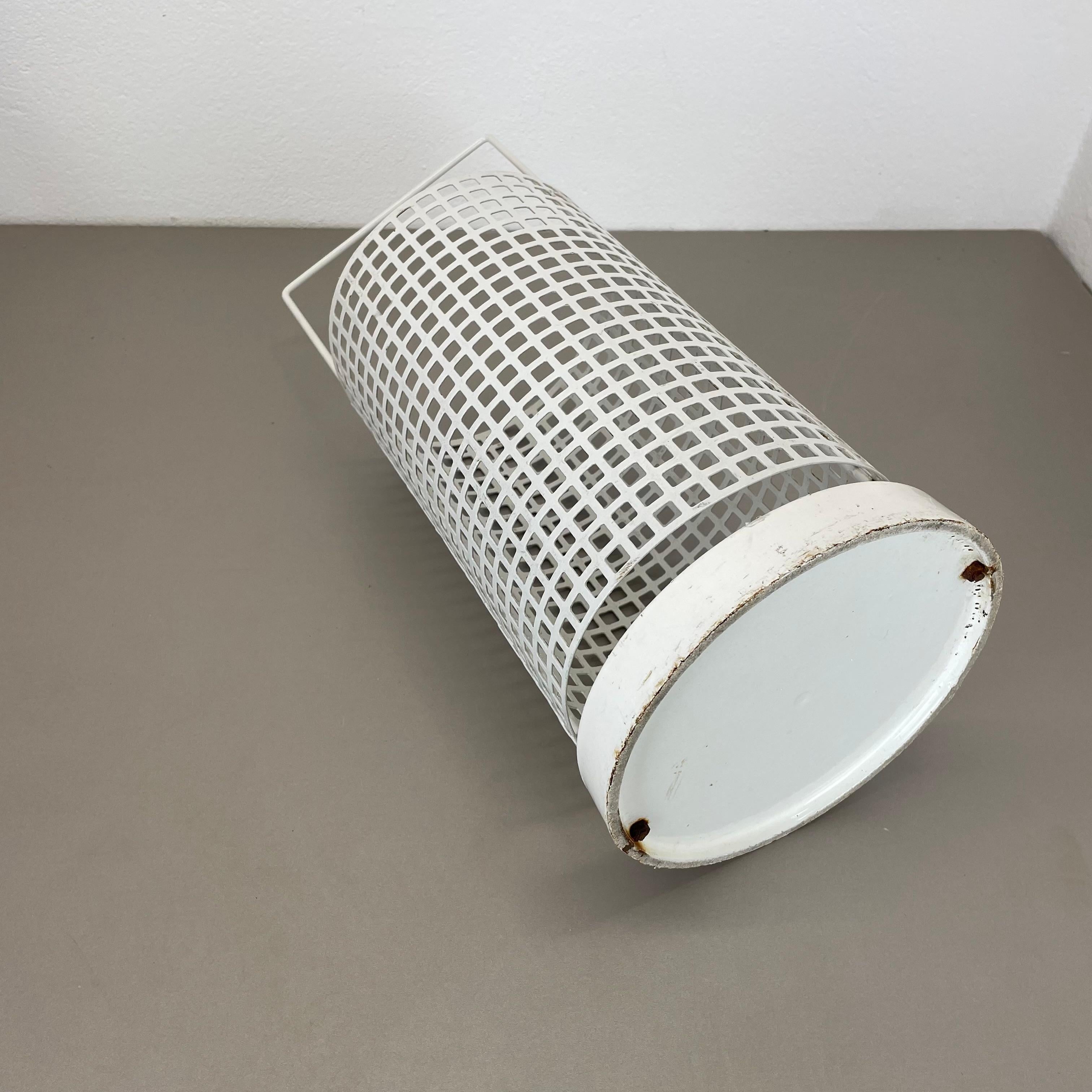 Original Mategot Style Perforated White Metal Umbrella Stand, France, 1970s For Sale 14