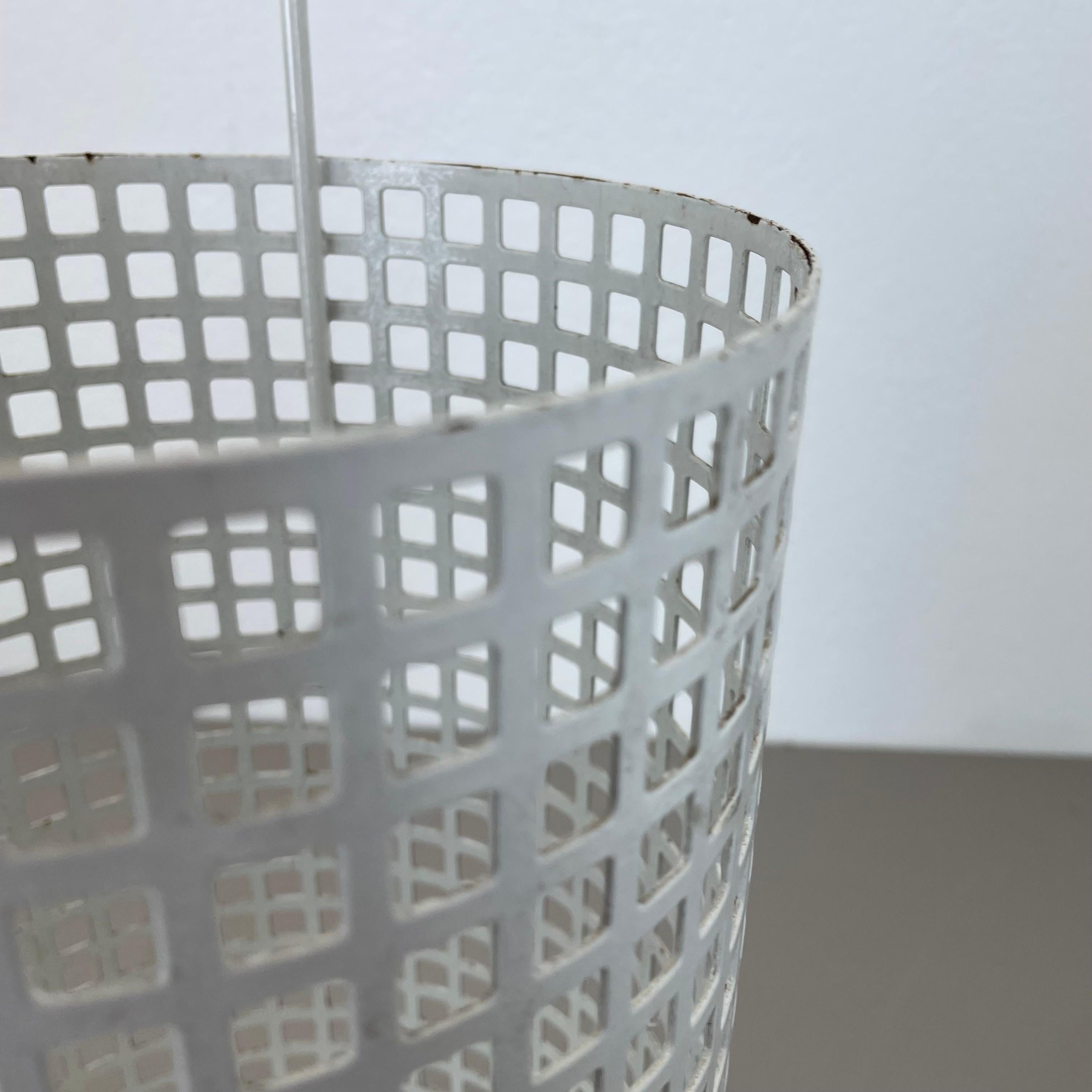 Original Mategot Style Perforated White Metal Umbrella Stand, France, 1970s For Sale 1