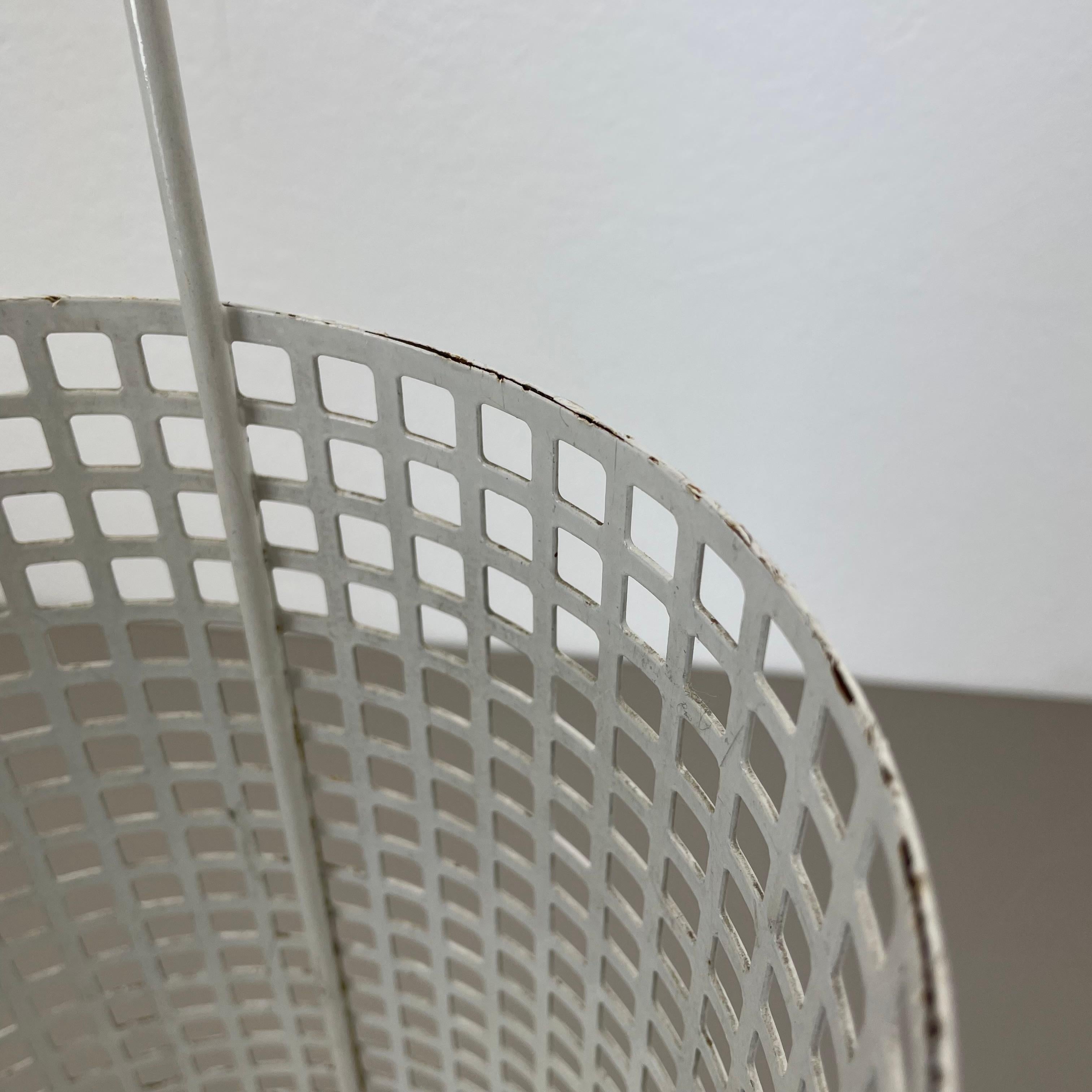 Original Mategot Style Perforated White Metal Umbrella Stand, France, 1970s For Sale 2