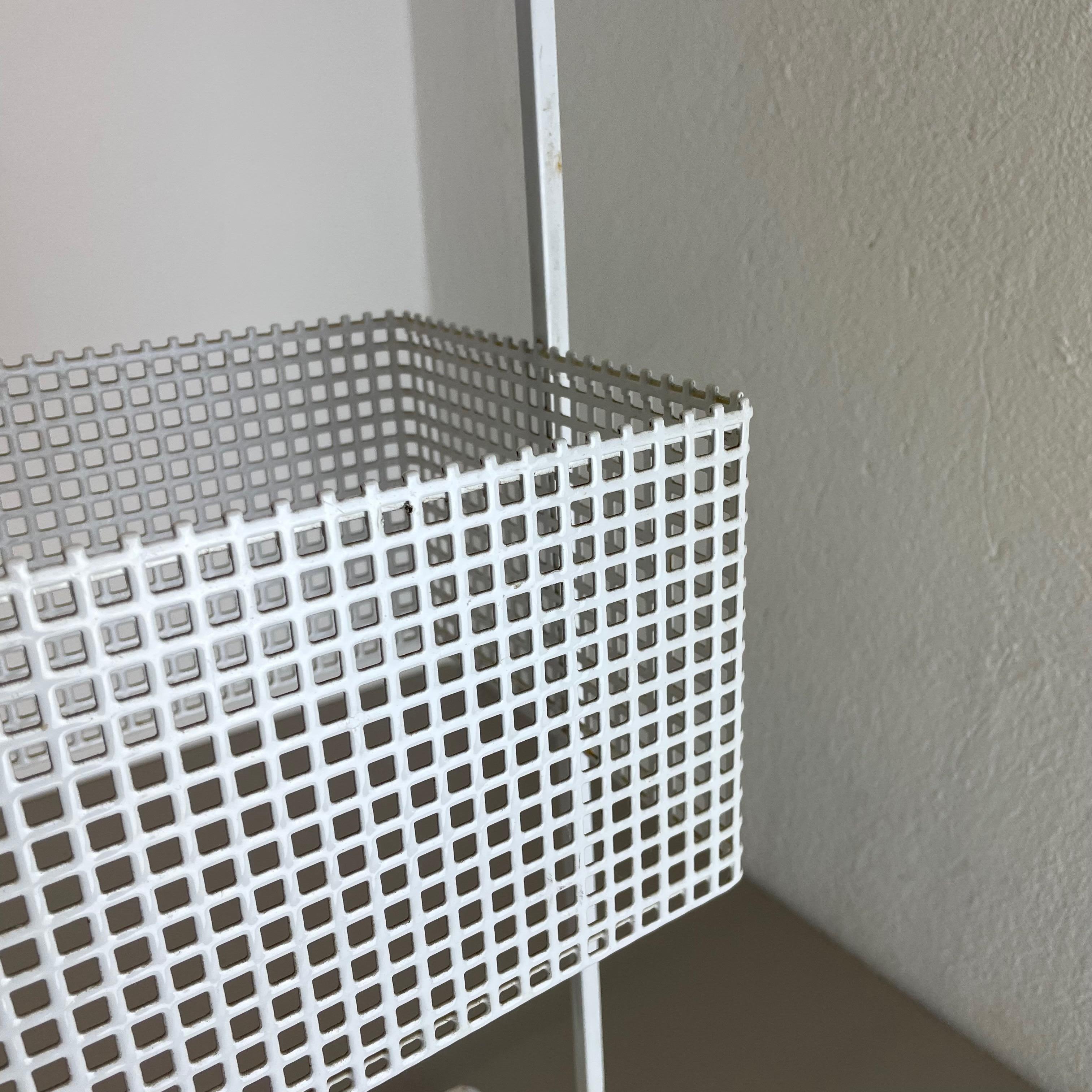Original Mategot Style Perforated White Metal Umbrella Stand, France, 1970s For Sale 3