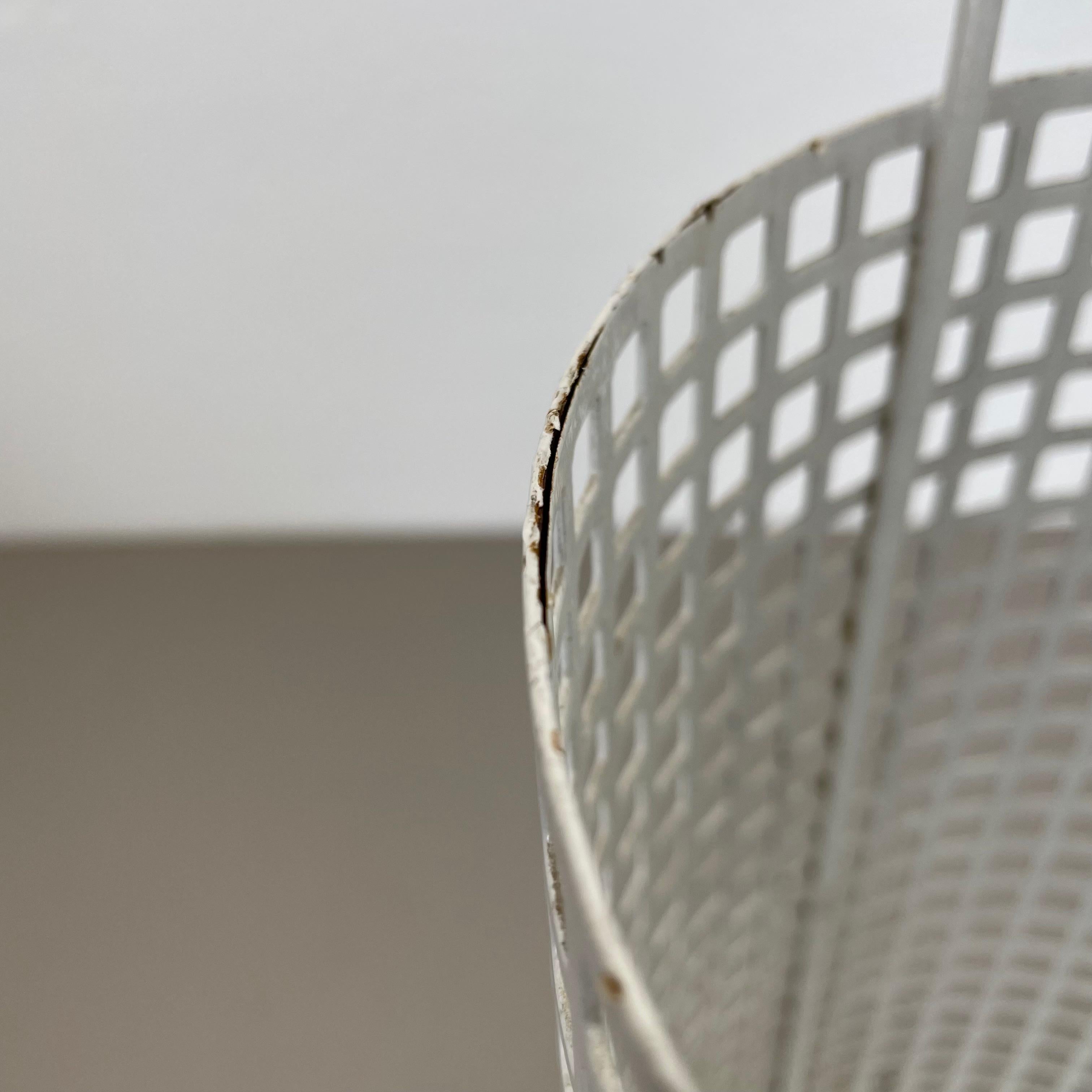 Original Mategot Style Perforated White Metal Umbrella Stand, France, 1970s For Sale 3