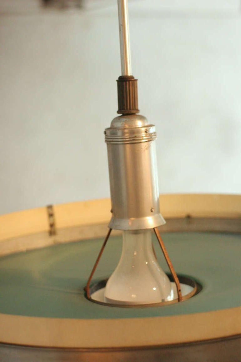 Original May Company Wilshire Streamline Lámpara de techo colgante inoxidable Art Decó en venta