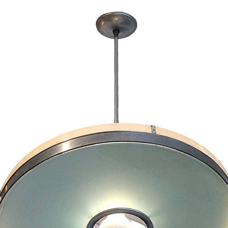Art Deco Original May Company Wilshire Streamline Stainless Pendant Ceiling Lamp For Sale