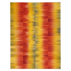 Original Mazandaran Kelim, New Wool Weave in Fiery Red and Golden Yellow