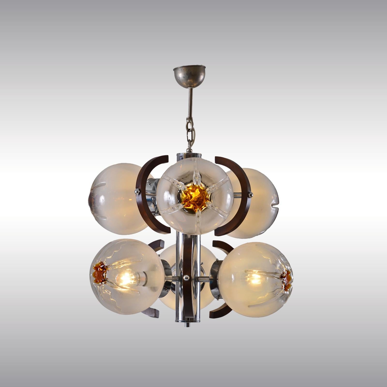 Original Mazzega Murano 1960s Futuristic Chandelier Mid Century Modern  (Moderne der Mitte des Jahrhunderts) im Angebot