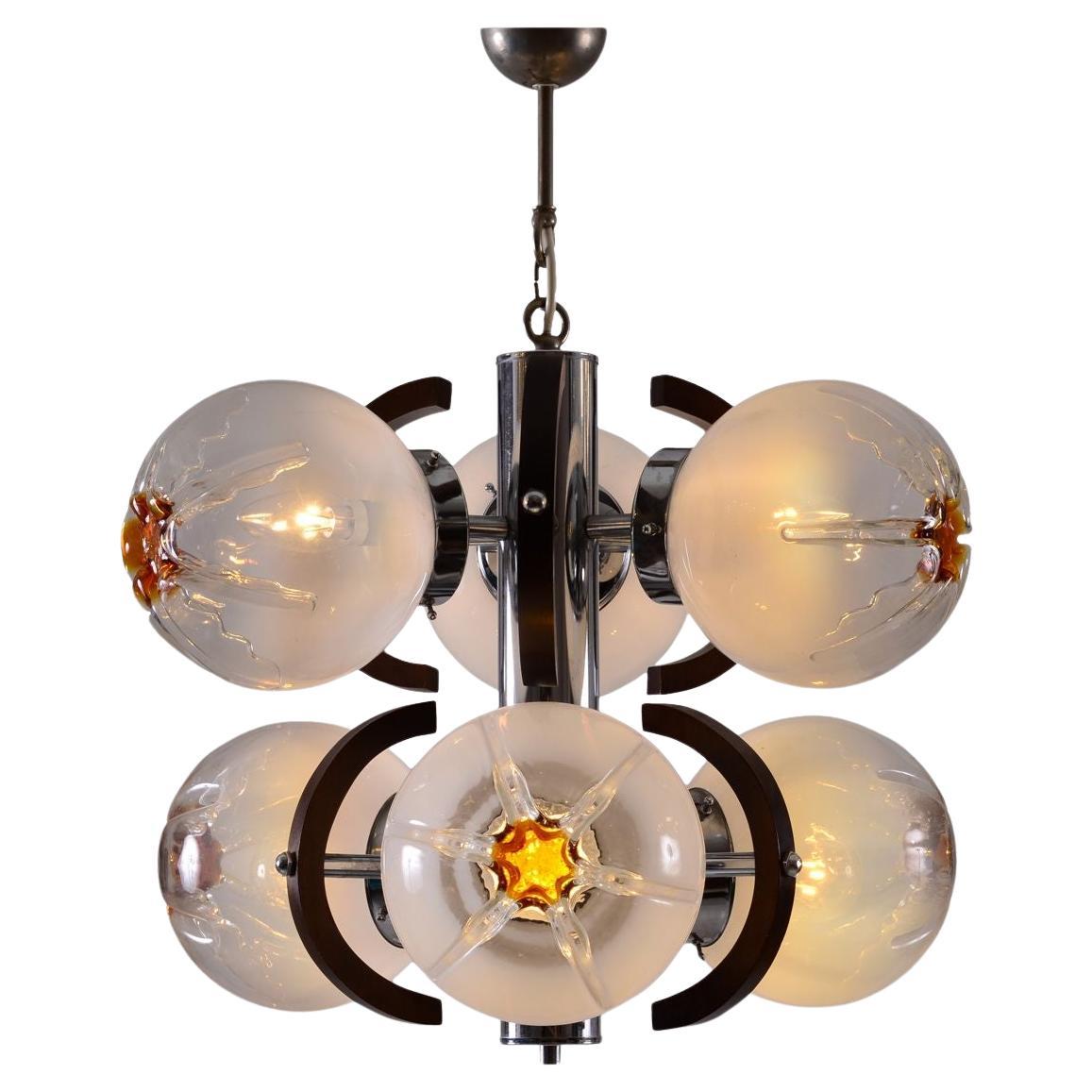 Futuristischer Mazzega Murano-Kronleuchter, Mid-Century Modern, 1960er Jahre