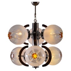 Retro Original Mazzega Murano 1960s Futuristic Chandelier Mid-Century Modern