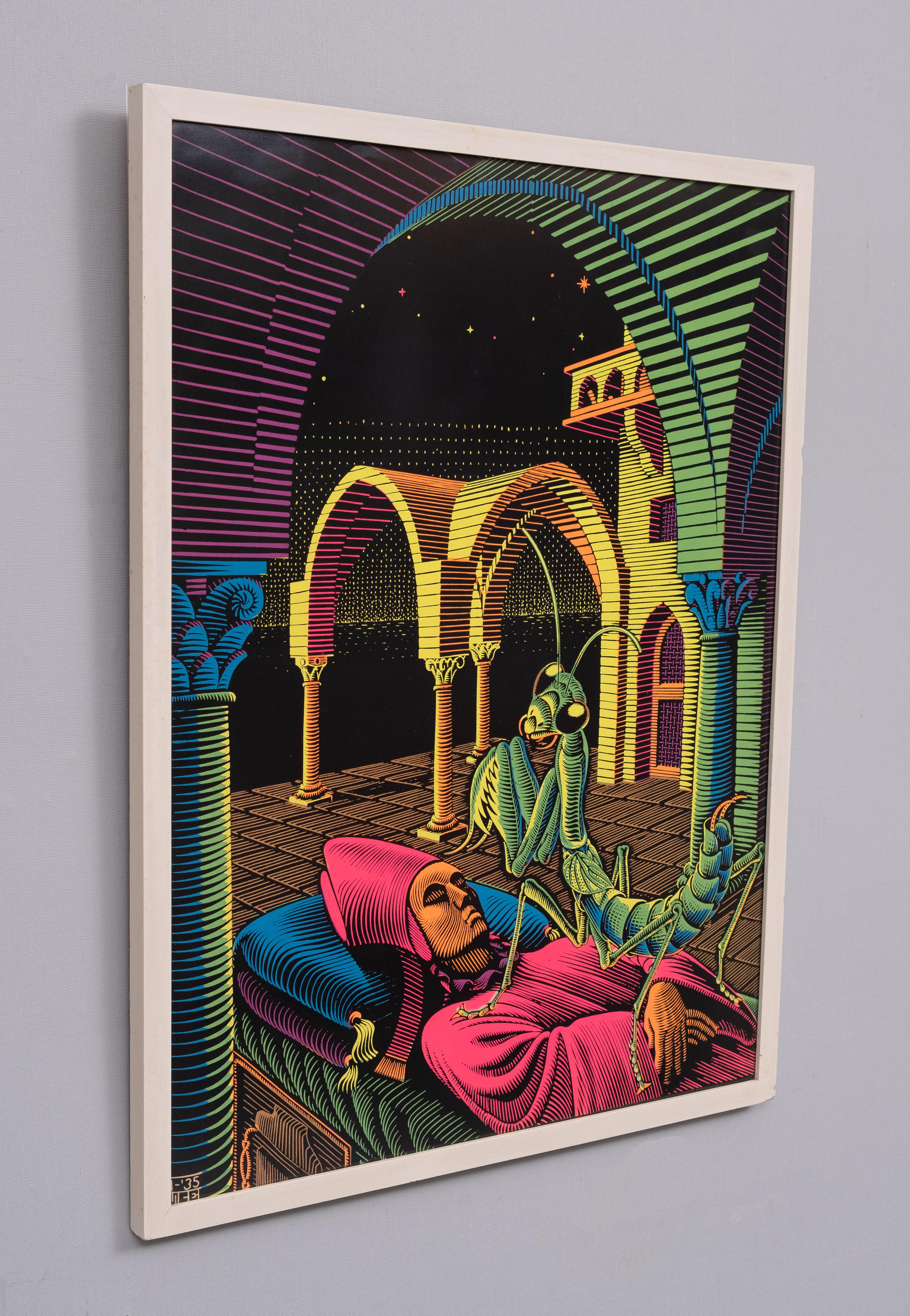 Ère spatiale A&M. A.I.C. Esher  Affiche Black Light « Dream »  1960s en vente