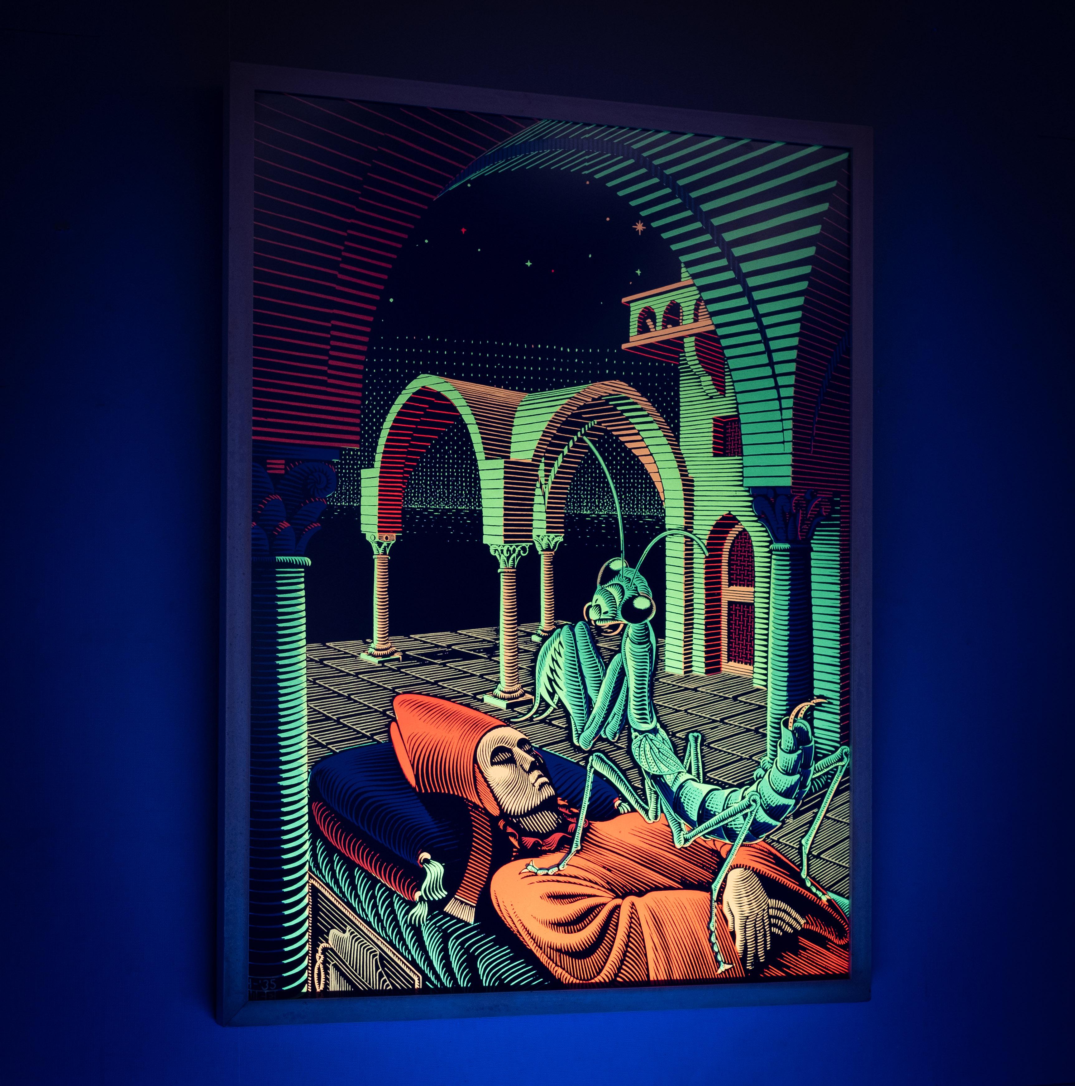 A&M. A.I.C. Esher  Affiche Black Light « Dream »  1960s en vente 1