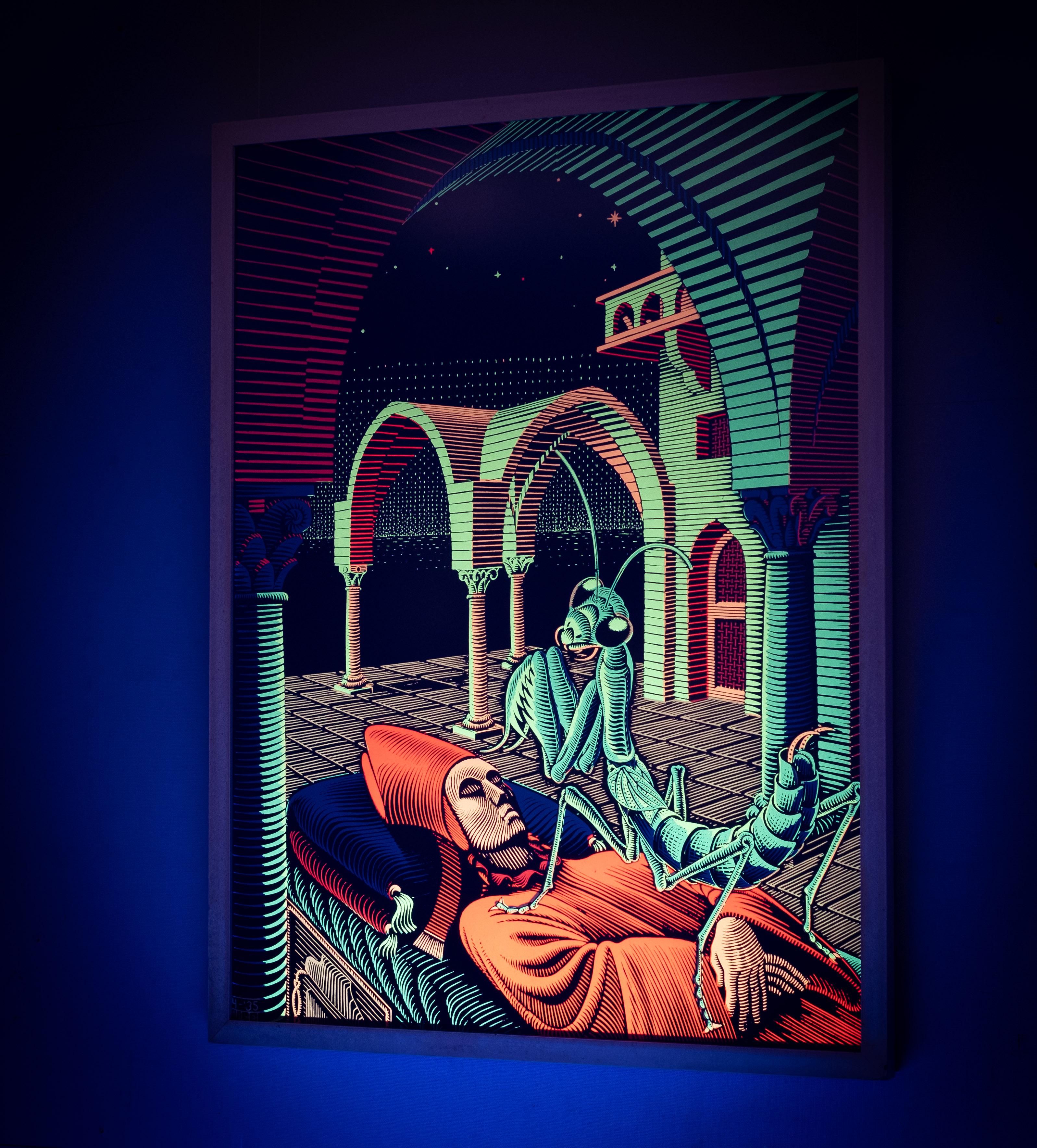 A&M. A.I.C. Esher  Affiche Black Light « Dream »  1960s en vente 2