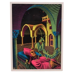 Original M.C. Esher  Schwarzes Lichtplakat ''Dream''  1960s