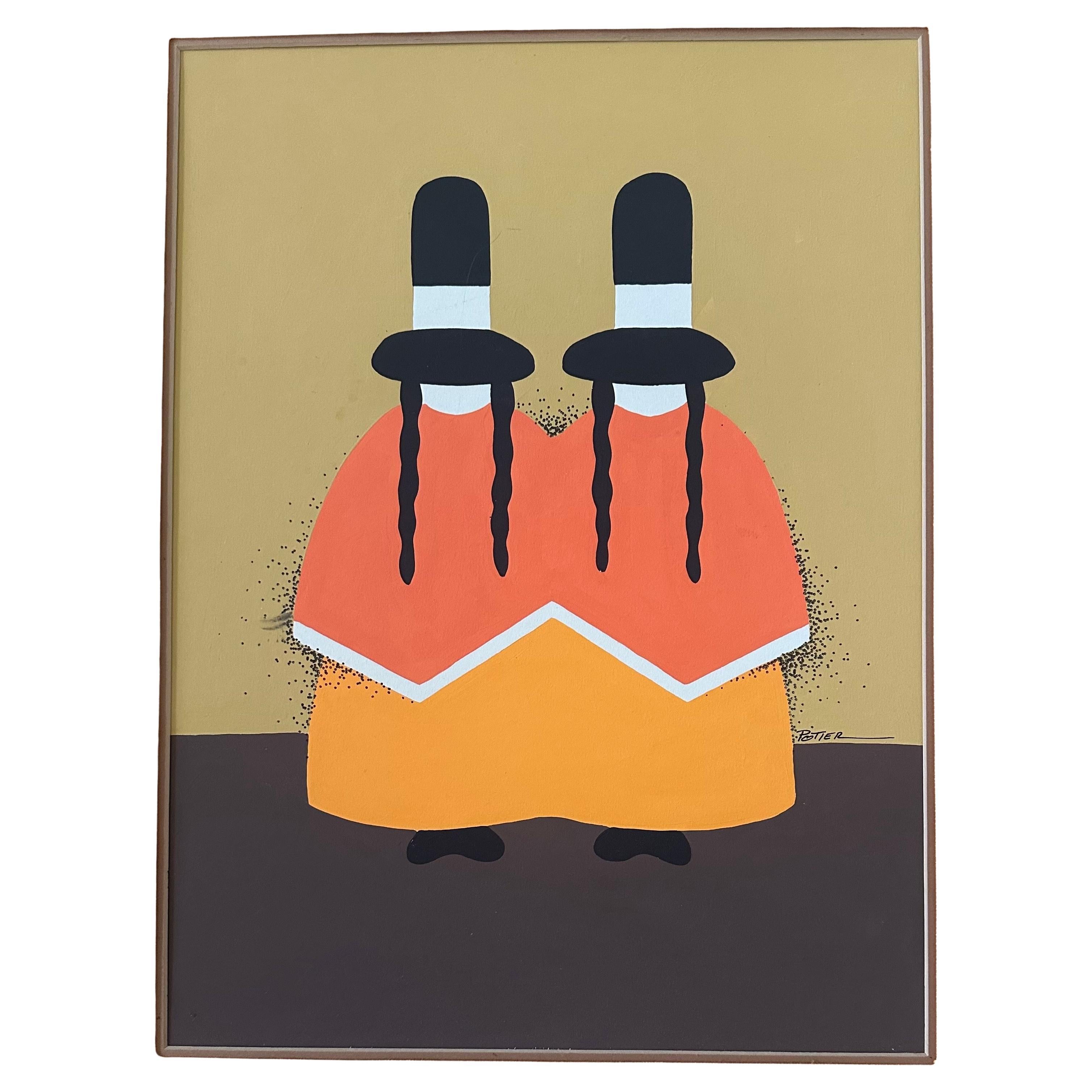 Original-Acryl auf Karton Navajo indianischen Gemälde mit dem Titel 