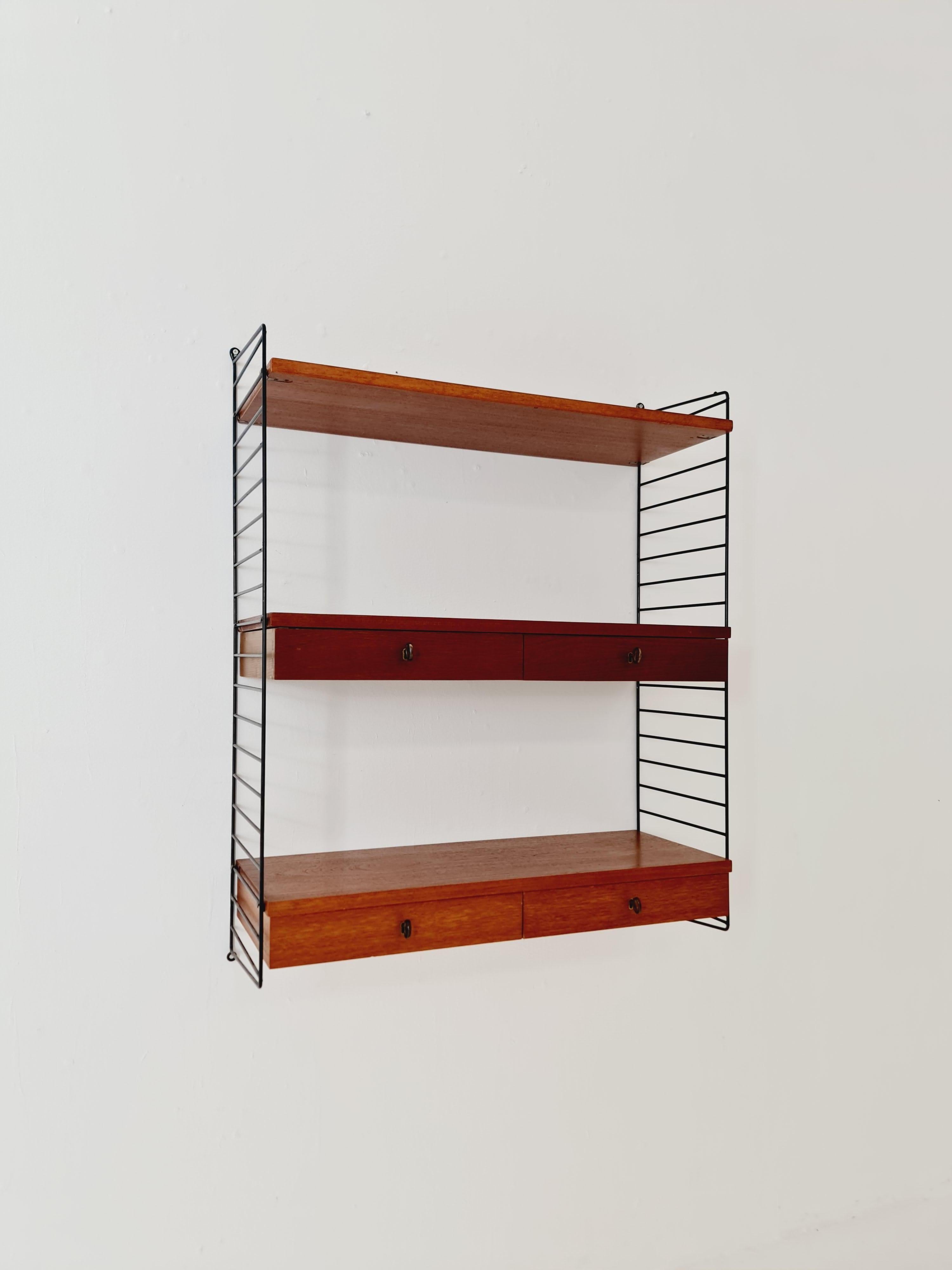 Original MCM Teak shelving system - consists of black lacquered metal ladders 5