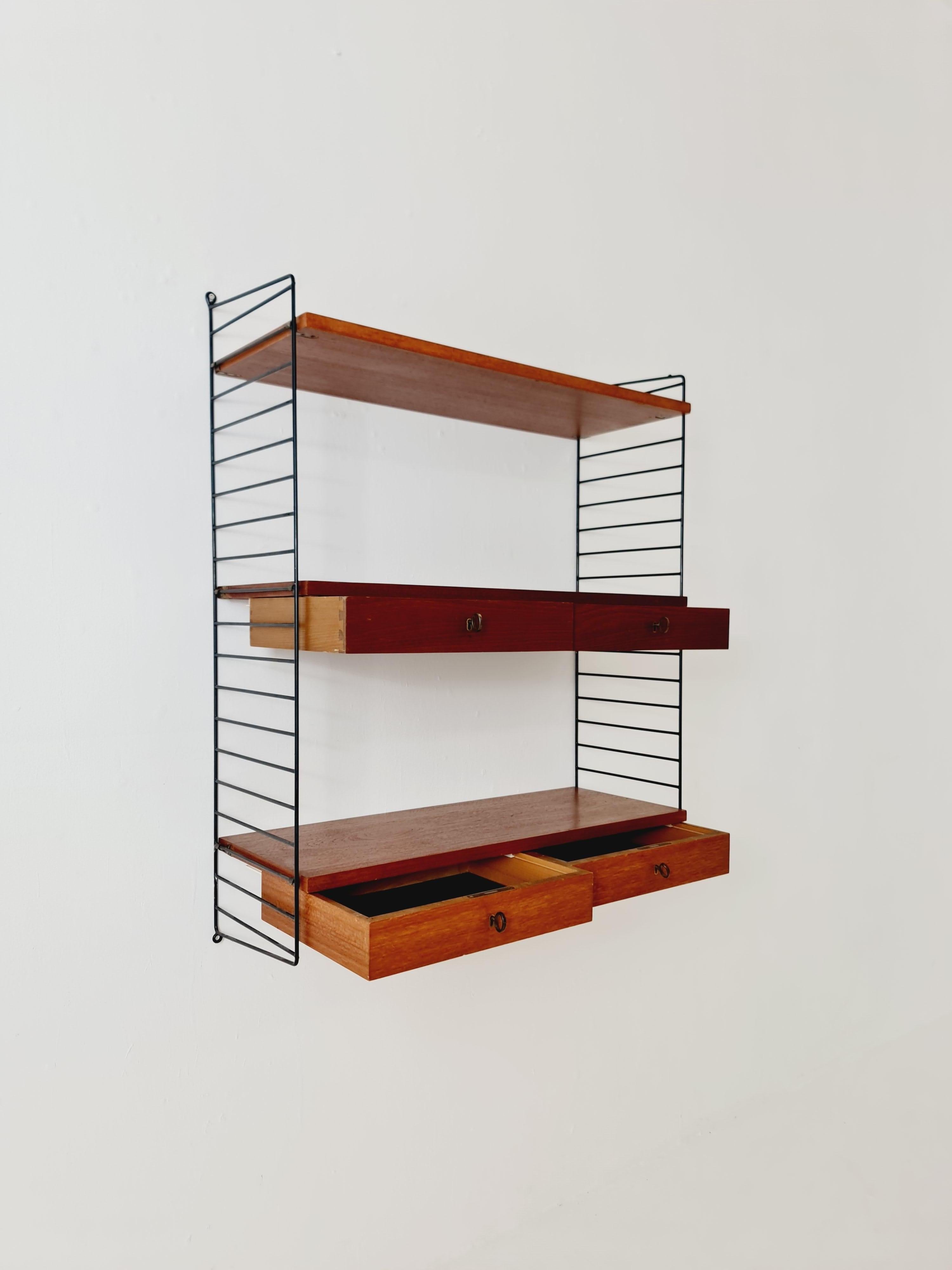 Original MCM Teak shelving system - consists of black lacquered metal ladders 8