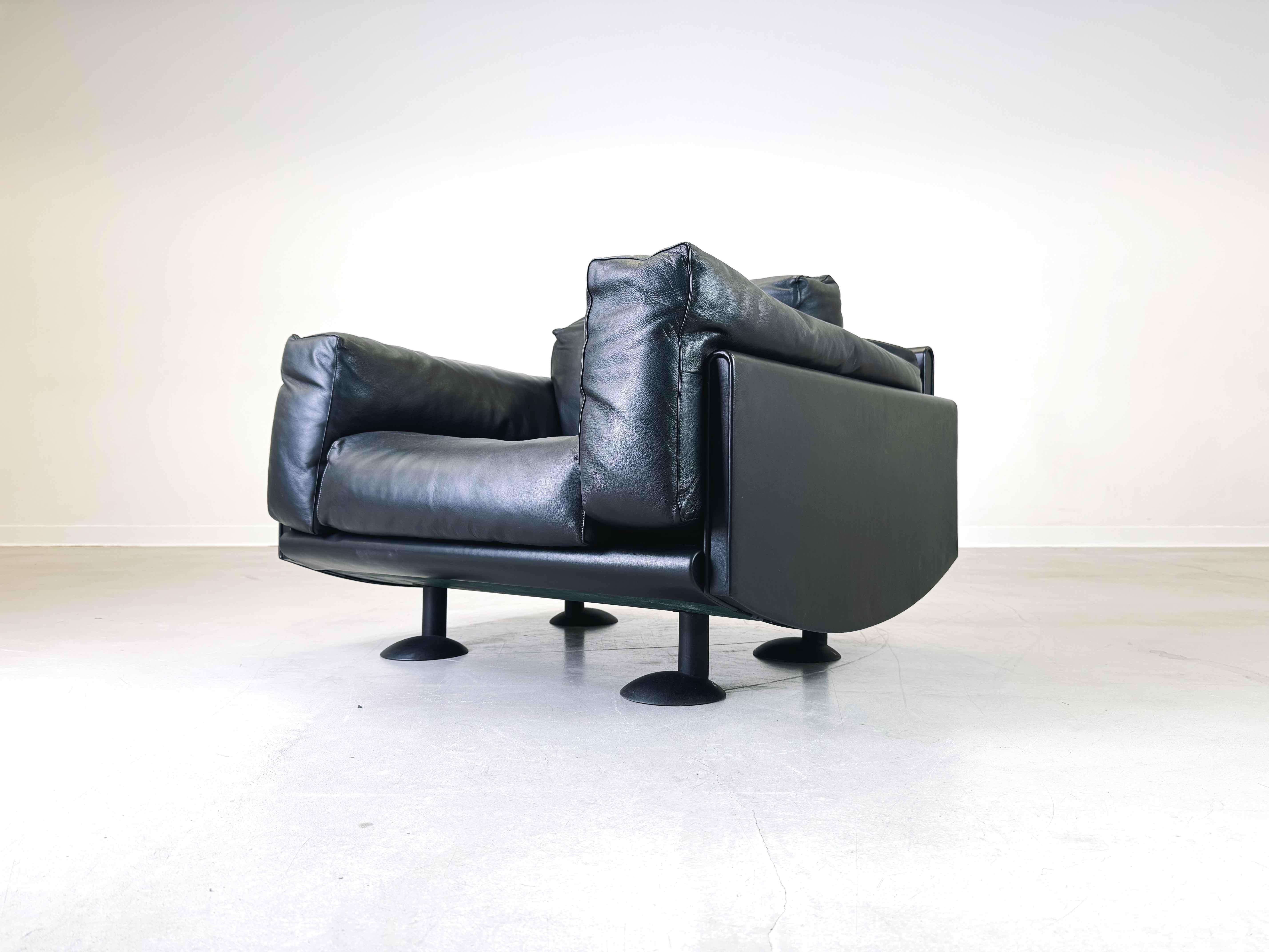 Original Meritalia armchair Afra & Tobia Scarpa leather black 1980s In Excellent Condition In Berlin, DE