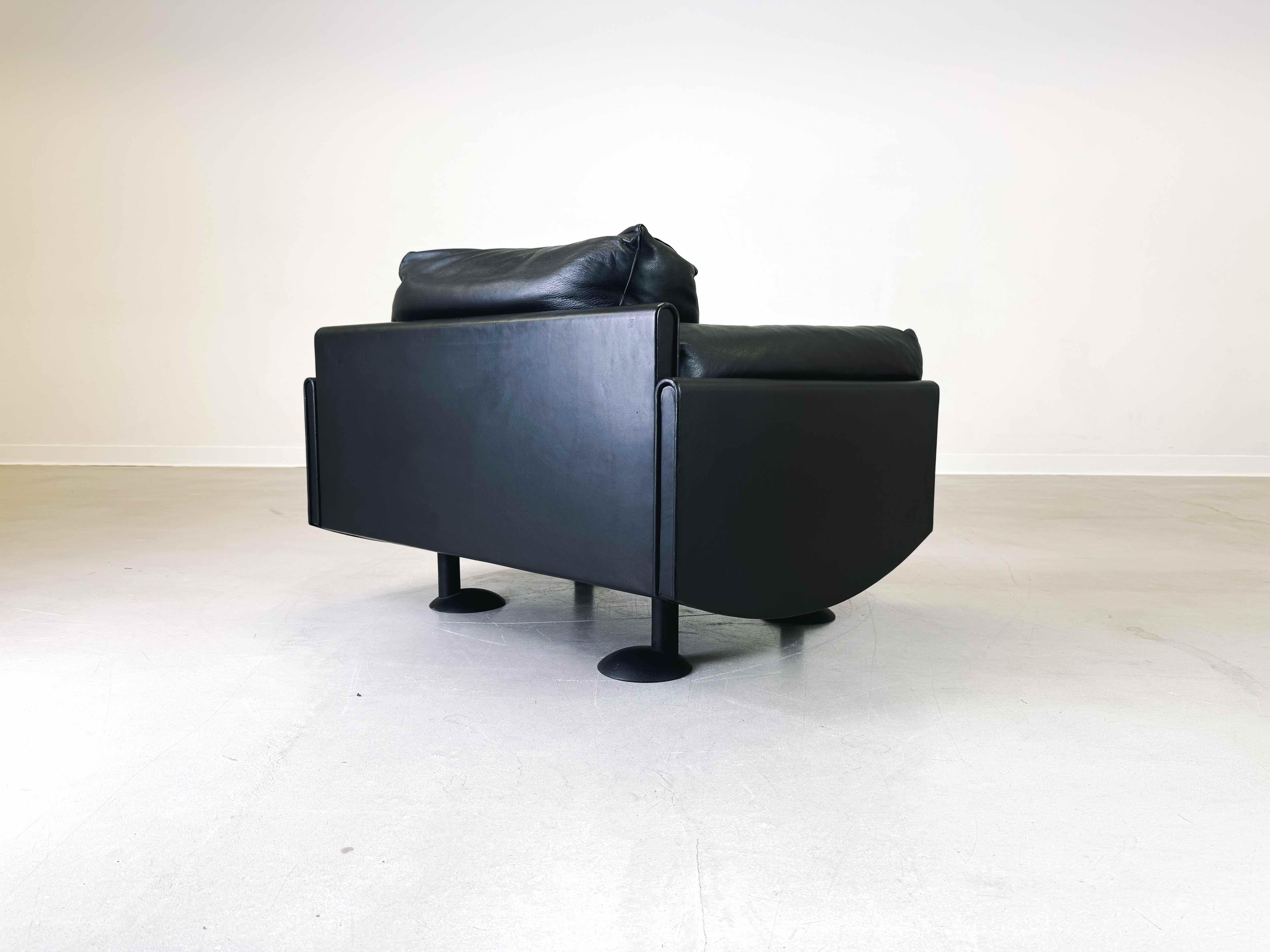 Leather Original Meritalia armchair Afra & Tobia Scarpa leather black 1980s
