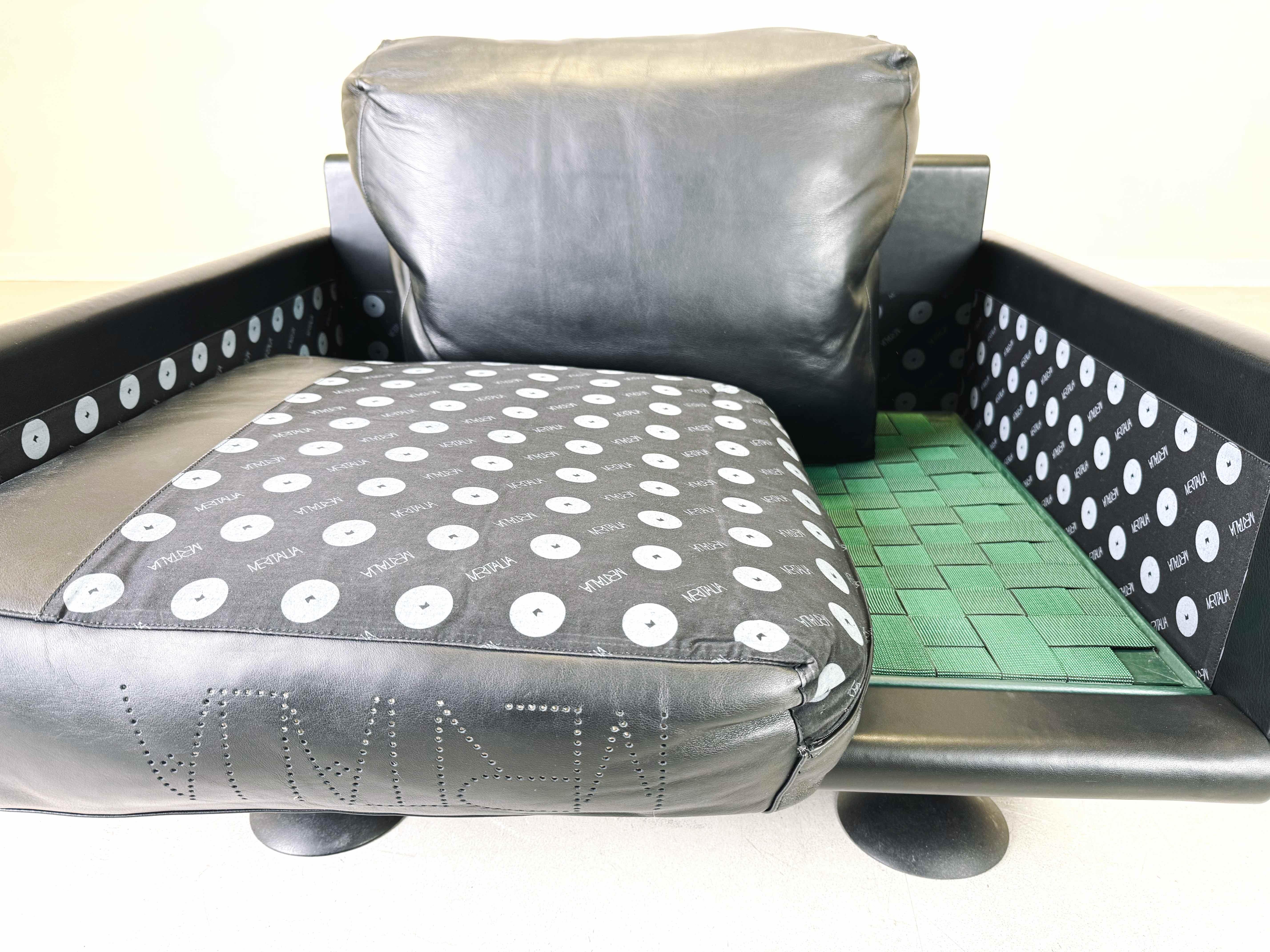 Original Meritalia armchair Afra & Tobia Scarpa leather black 1980s 2