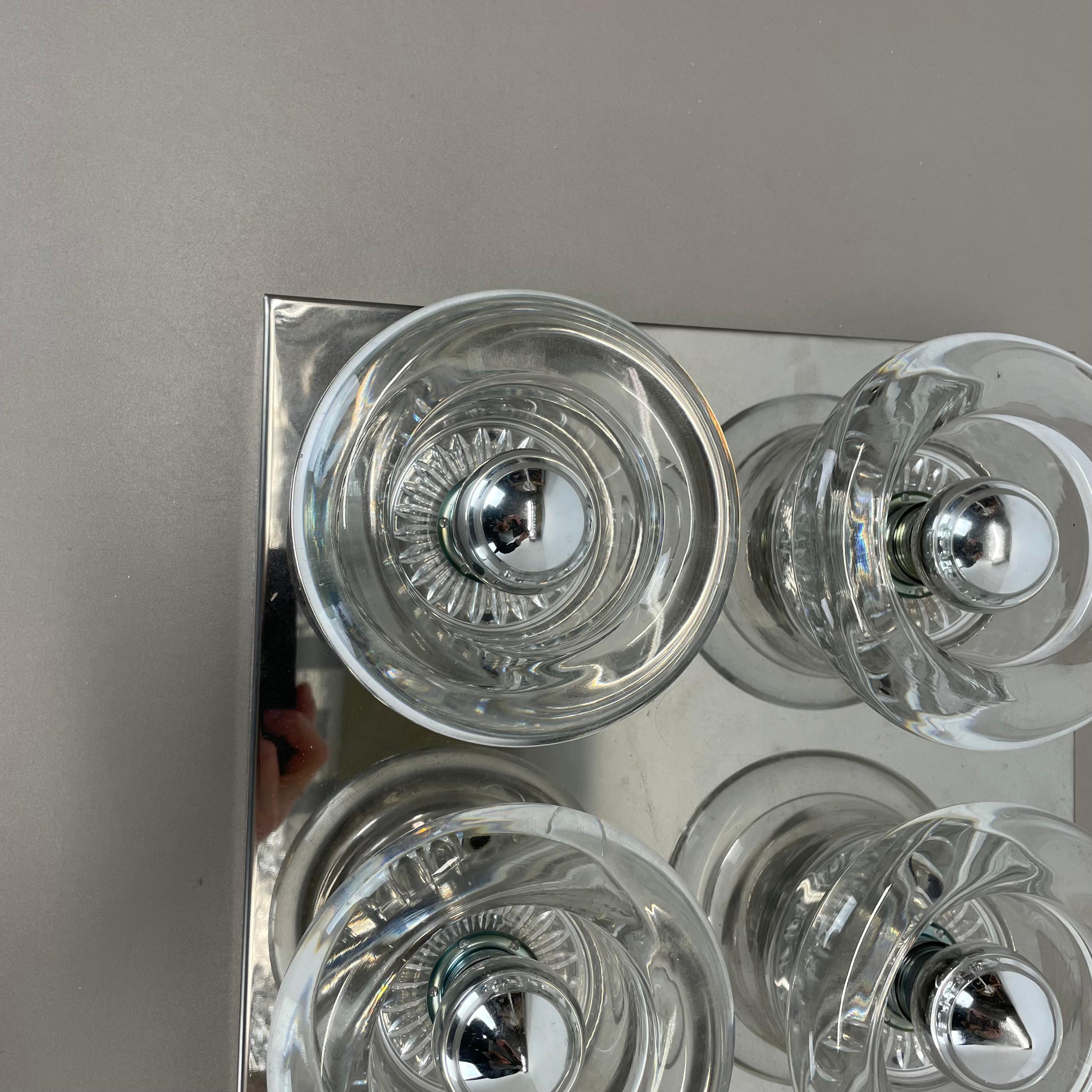 Mid-Century Modern Original metal chrome Glass Wall Sconce Space Age Cosack Lights, Germany 1970s For Sale