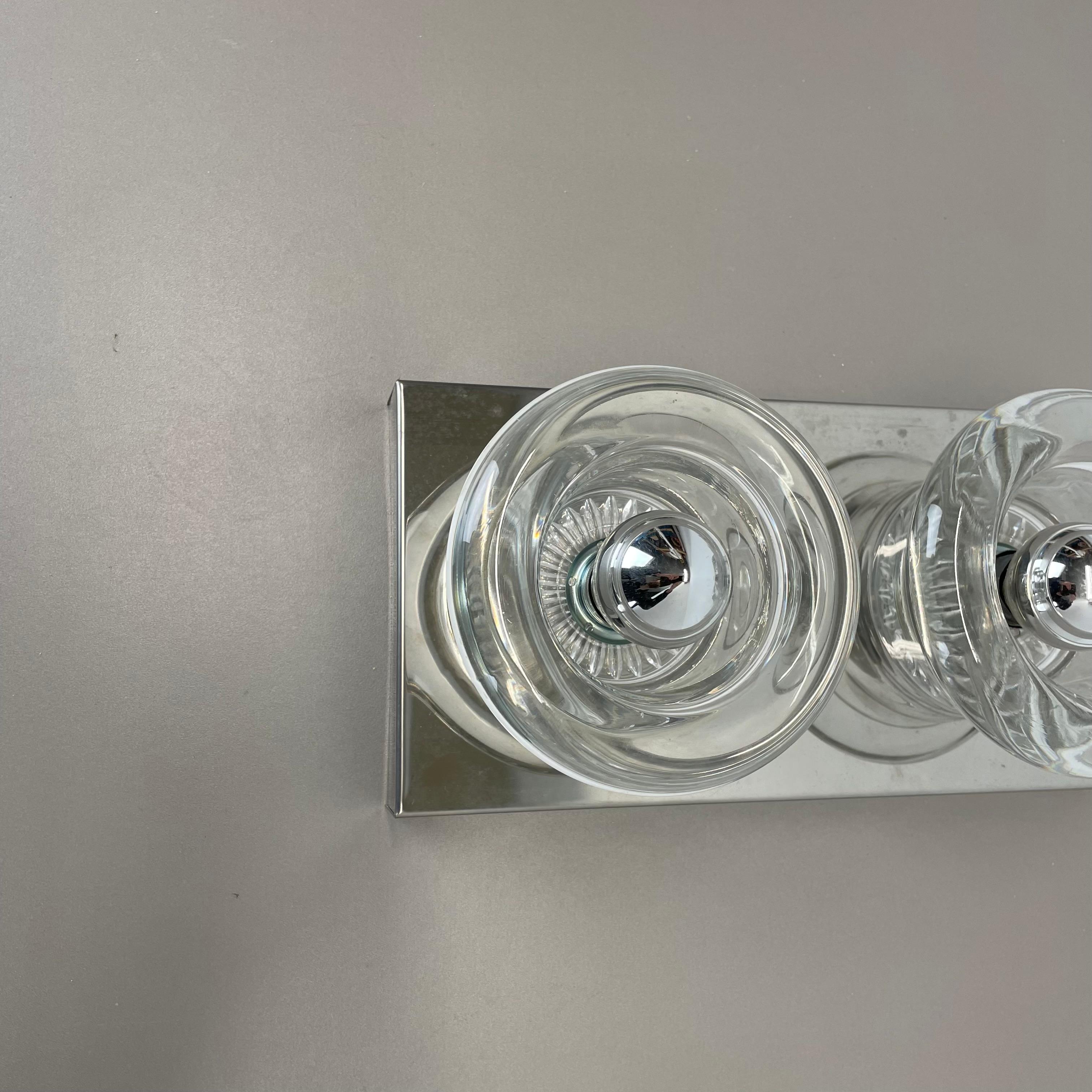Late 20th Century Original metal chrome Glass Wall Sconce Space Age Cosack Lights, Germany 1970s For Sale