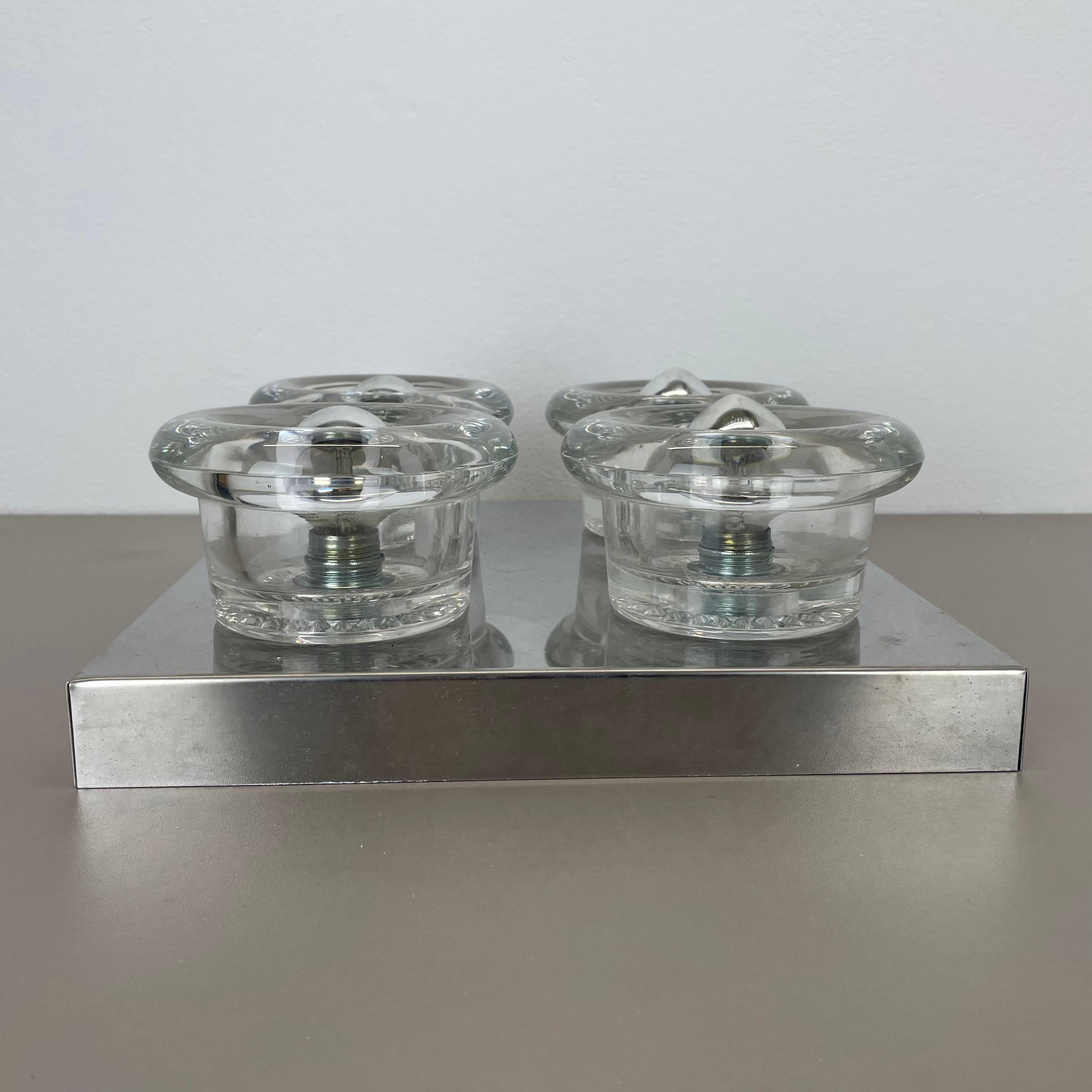 Original metal chrome Glass Wall Sconce Space Age Cosack Lights, Germany 1970s For Sale 2