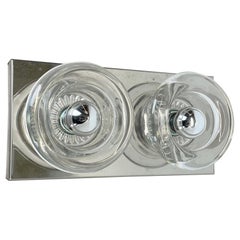 Lámpara de pared original de metal cromado y cristal Space Age Cosack Lights, Alemania Años 70