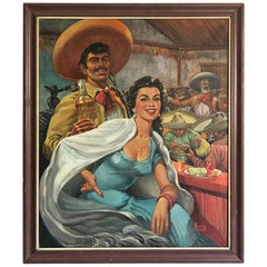 Huile mexicaine originale sur toile de Morales Arriaga