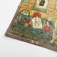 Original Mexican Retablo "Exvotos" Oil on Tin