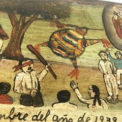 Original Mexican Retablo "Exvotos" Oil on Tin