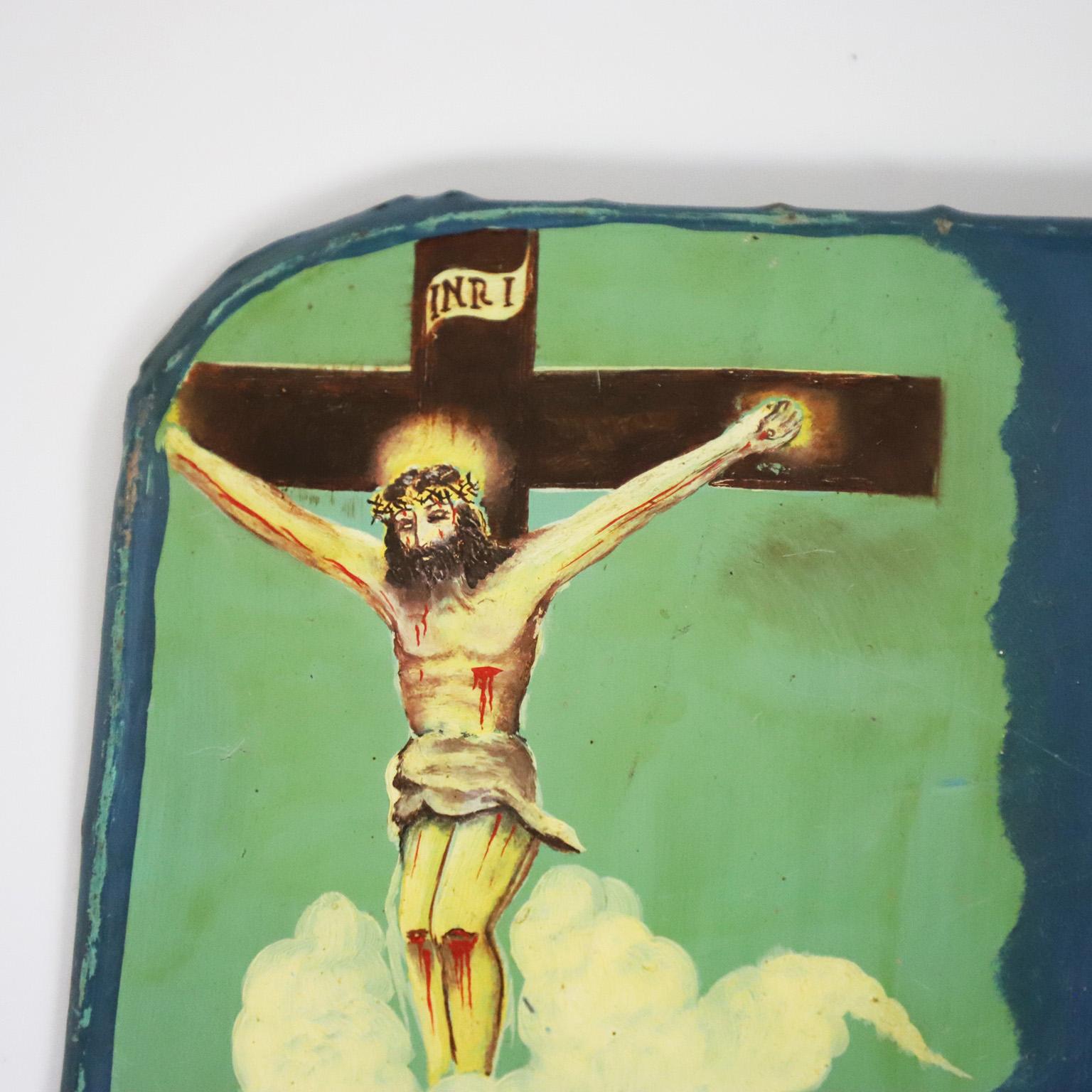 We offer this original Mexican ex voto. Made with oil painting signed by Figueroa.

