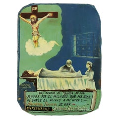 Retablo mexicain original "Exvotos" Huile sur étain