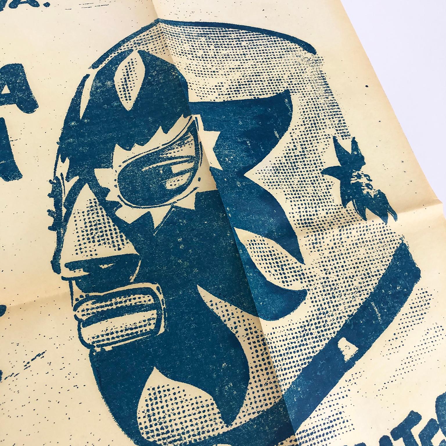 Folk Art Original Mexican Wrestling Poster 