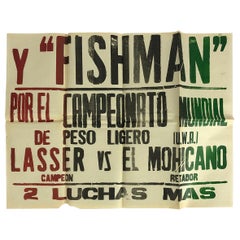 Vintage Original Mexican Wrestling Poster "Fishman"