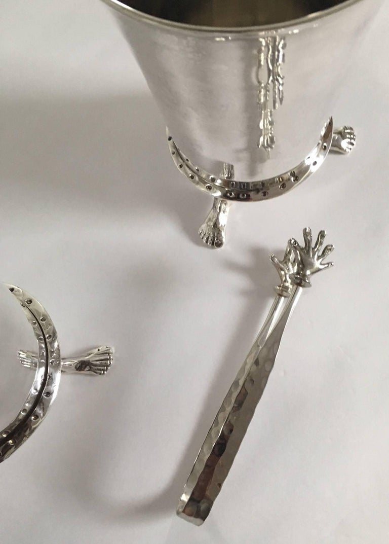 Original Michael Aram Hands and Feet Ice Bucket Pair with Tongs at