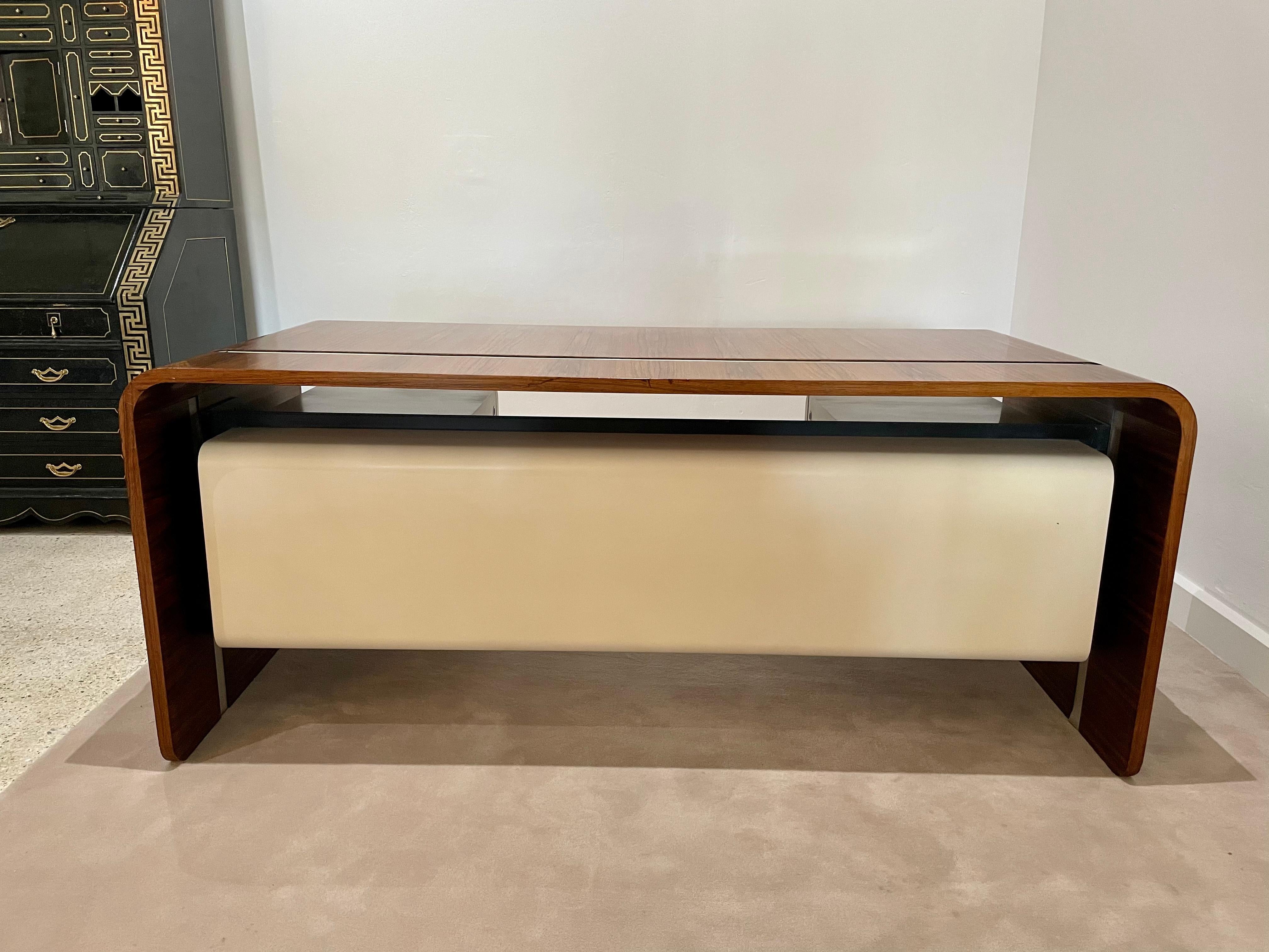 French Original Michel Boyer Waterfall Desk for the Banque Rothschild, Paris