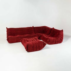 Original Michel Ducaroys Togo Sectional 4 pieces in Bordeaux Red Alcantara