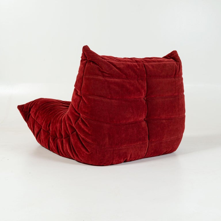 Original Michel Ducaroys Togo Sectional 4 pieces in Bordeaux Red Alcantara  For Sale at 1stDibs