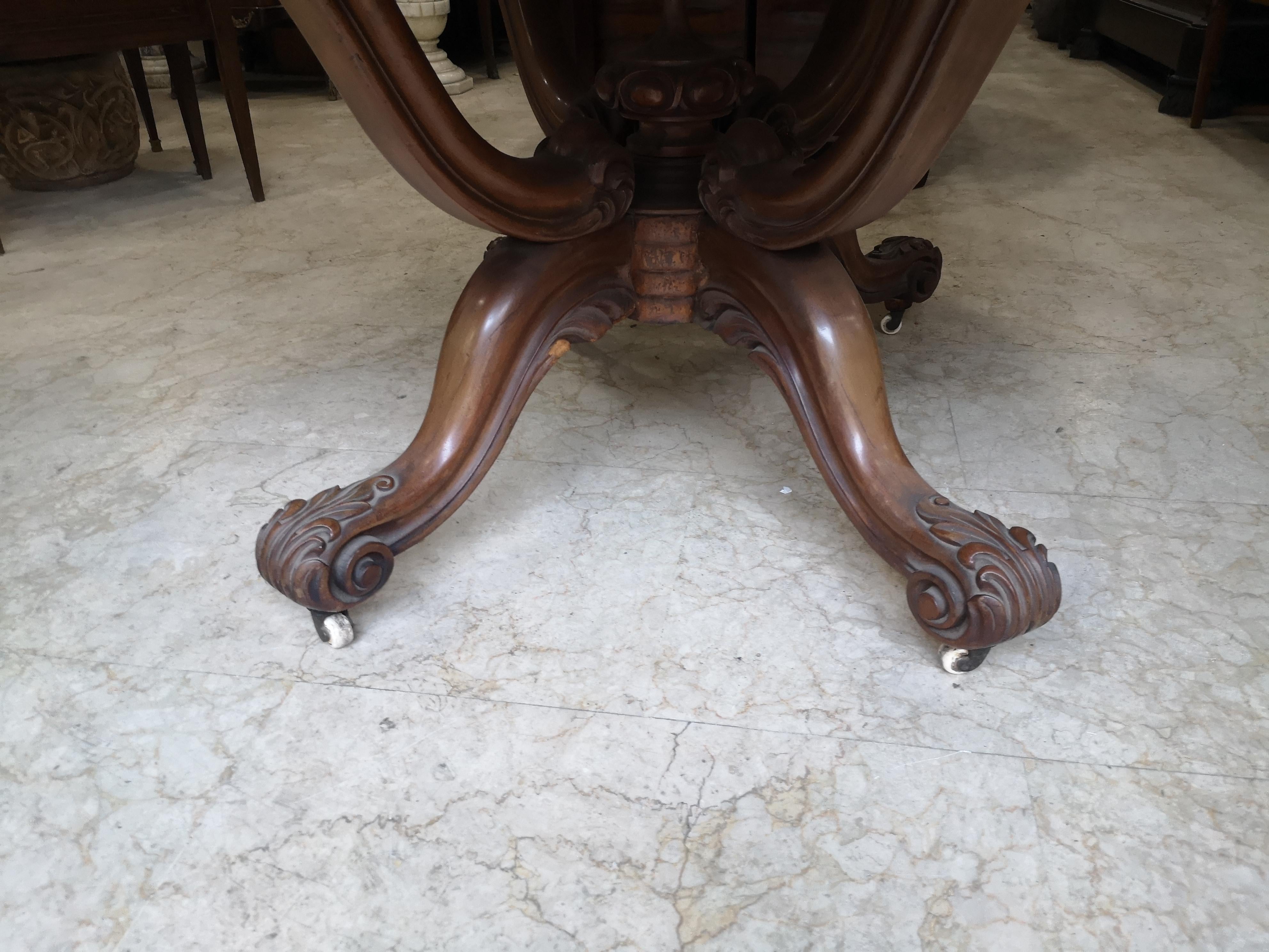 Noyer Originale table basse ovale italienne du milieu du 19e siècle en noyer et racine de noyer. en vente