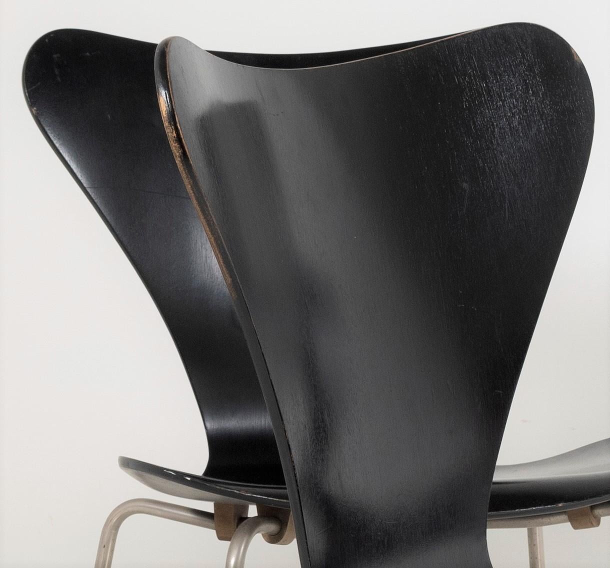 20th Century Original Mid Century 1960s Arne Jacobsen 3107 Syvern Dining Chairs Fritz Hansen