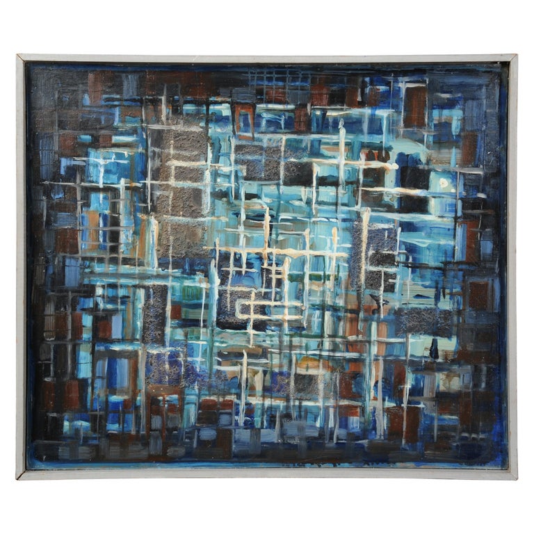 Original Mid Century Abstract Oil Painting by William Ernst Burwell, FRSA For Sale